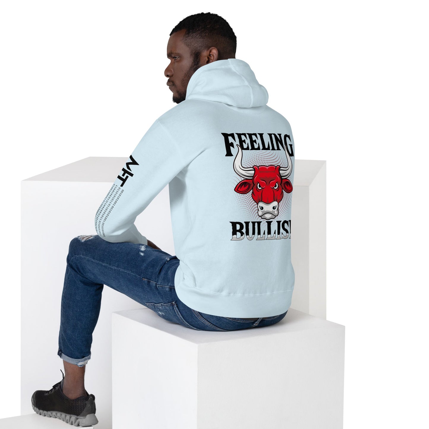 Feeling Bullish in Dark Text - Unisex Hoodie ( Back Print ) by DarkByteGear