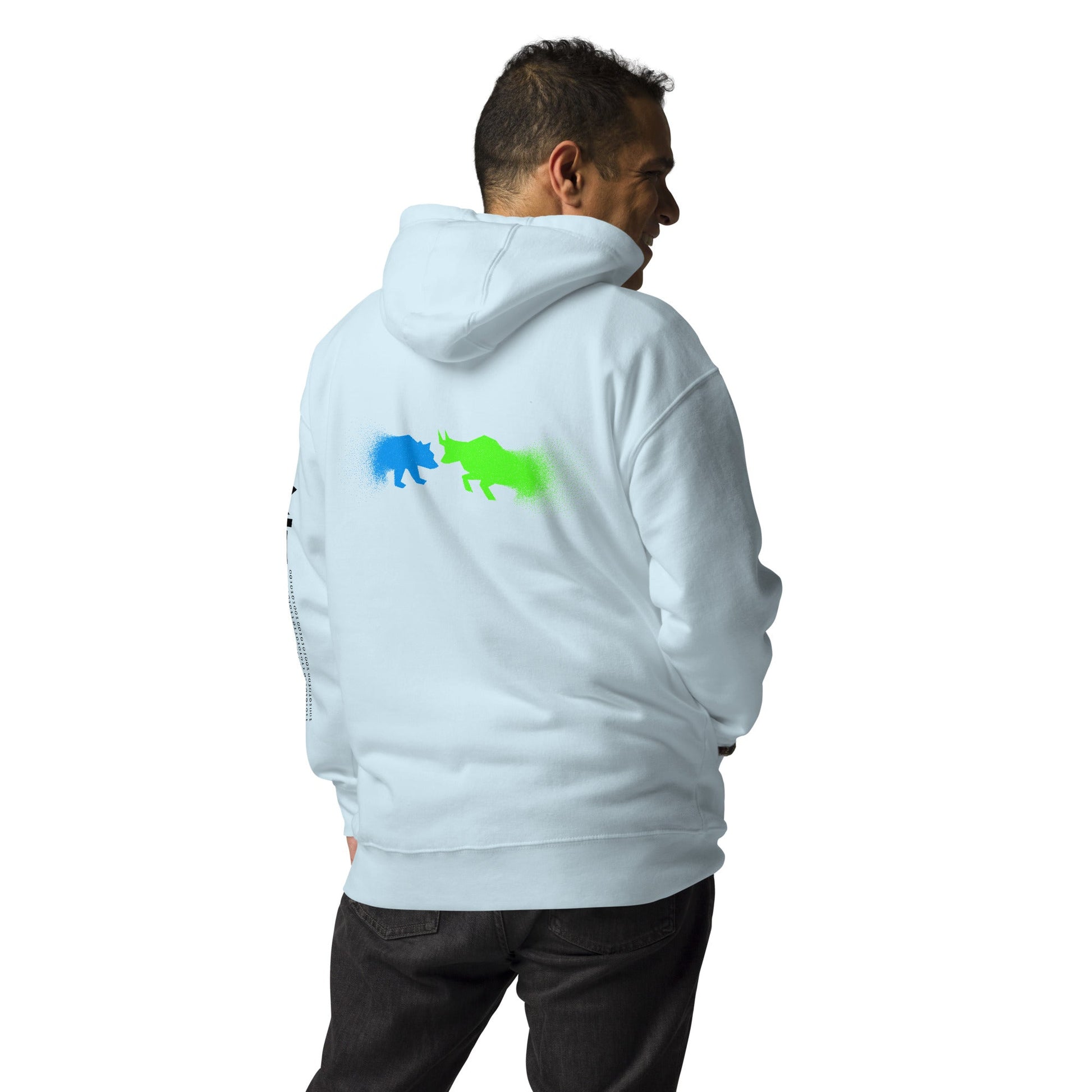 Bearish And Bullish (DB) in Light color - Unisex Hoodie ( Back Print ) by DarkByteGear