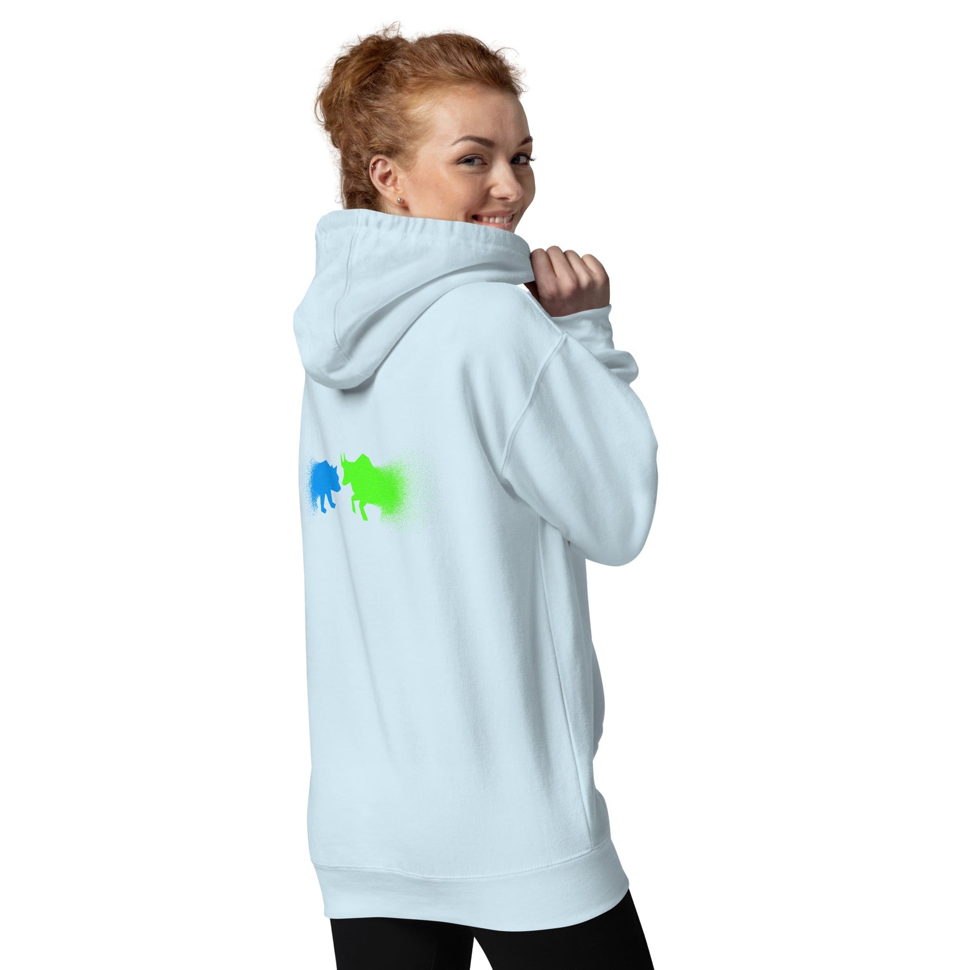Bearish And Bullish (DB) in Light color - Unisex Hoodie ( Back Print ) by DarkByteGear