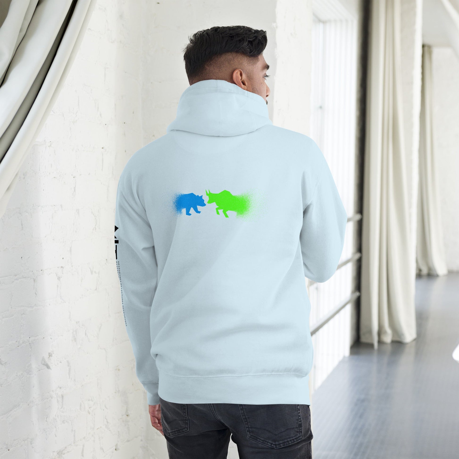 Bearish And Bullish (DB) in Light color - Unisex Hoodie ( Back Print ) by DarkByteGear
