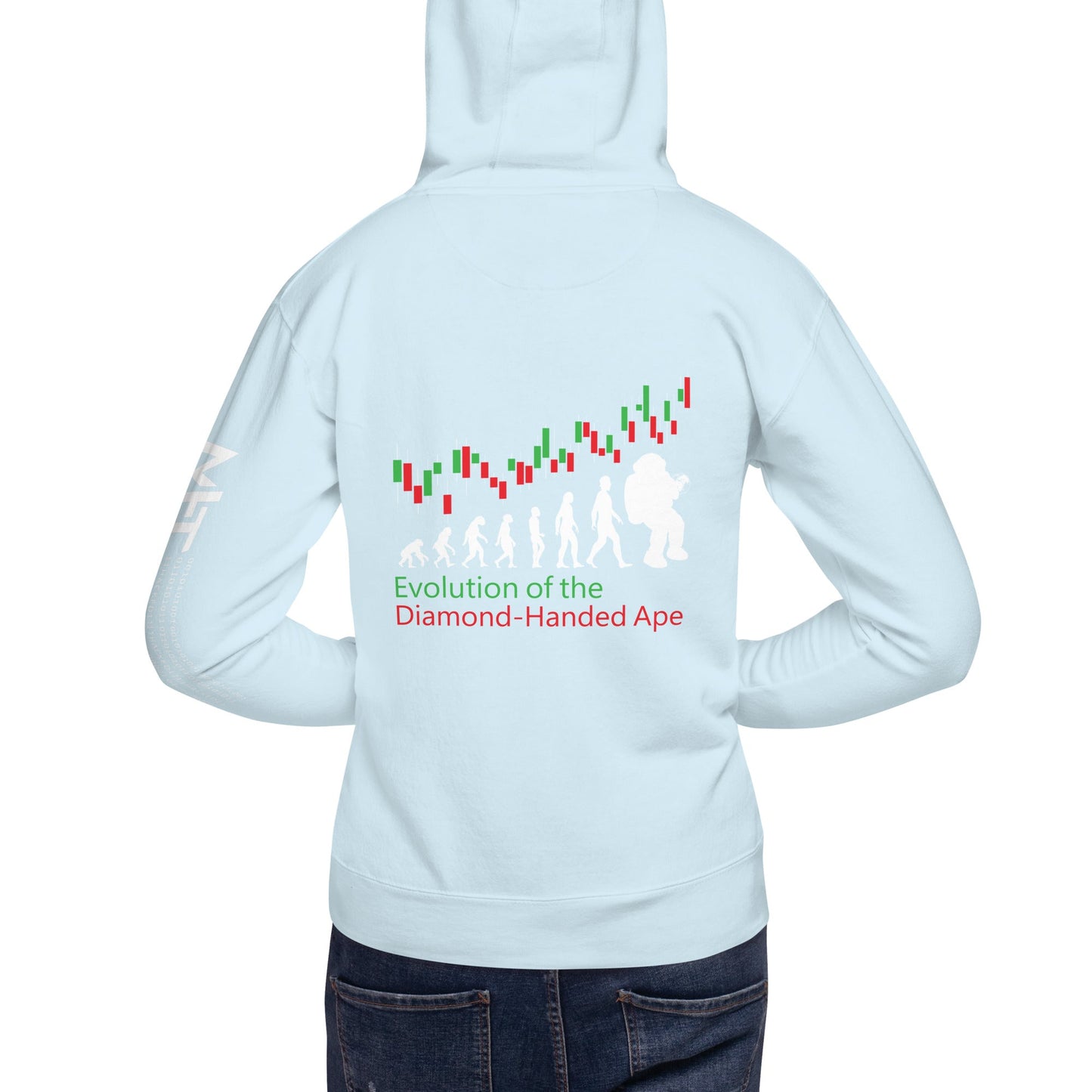 Evolution of the Diamond-handed Ape - Unisex Hoodie ( Back Print ) by DarkByteGear