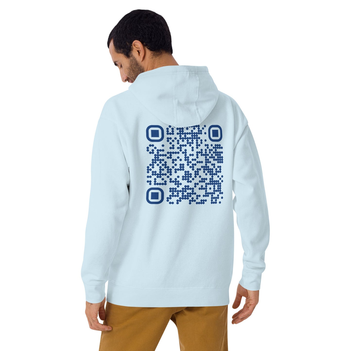 Who's the New Kid, Hacker, Developer, Gamer, Crypto King (No Logo, Blue Cyber) - Unisex Hoodie Personalized QR Code by DarkByteGear