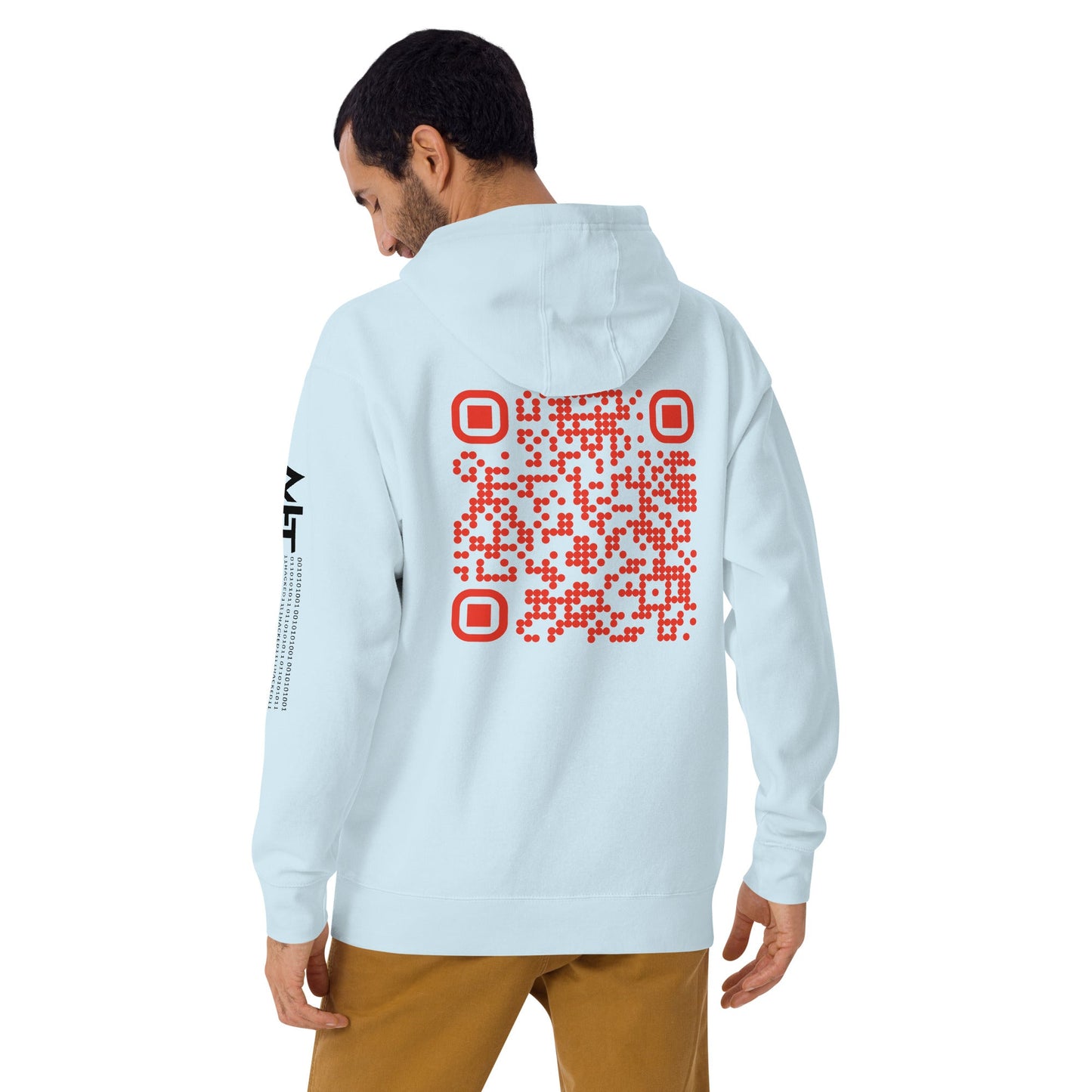 Who's the New Kid, Hacker, Developer, Gamer, Crypto King (Red Cyber) - Unisex Hoodie Personalized QR Code by DarkByteGear