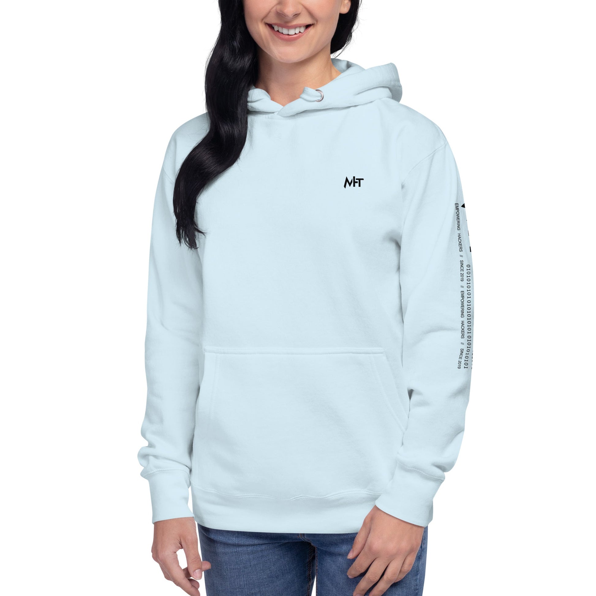 Hacker Girl V1 in Dark Color Text - Unisex Hoodie ( Back Print ) by DarkByteGear