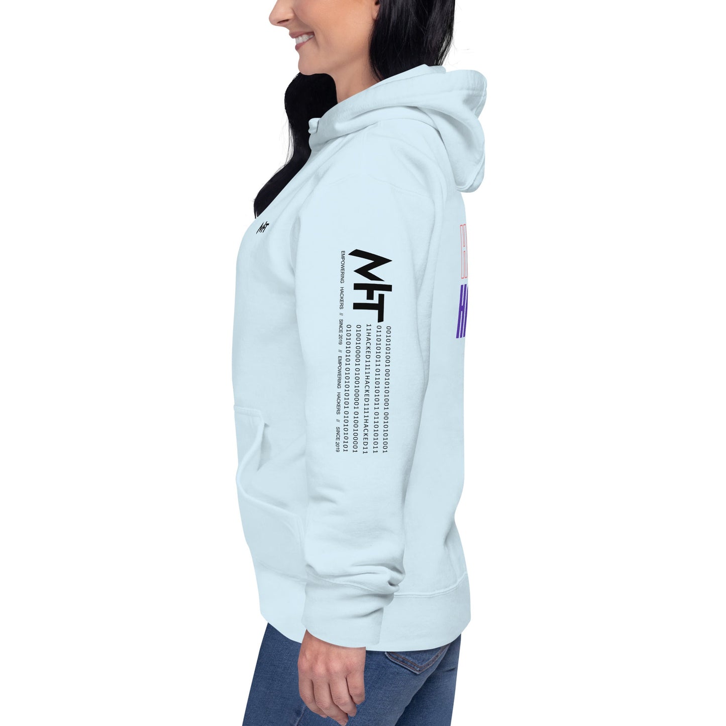Hacker Girl V1 in Dark Color Text - Unisex Hoodie ( Back Print ) by DarkByteGear
