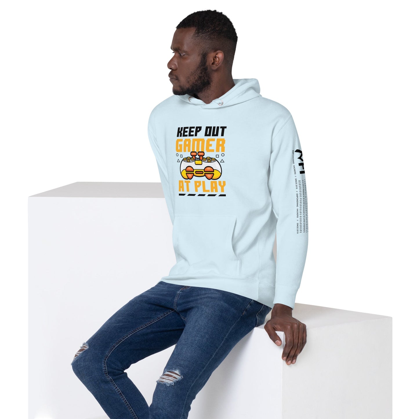 Keep Out Gamer At Play Rima 7 in Dark Text - Unisex Hoodie by DarkByteGear