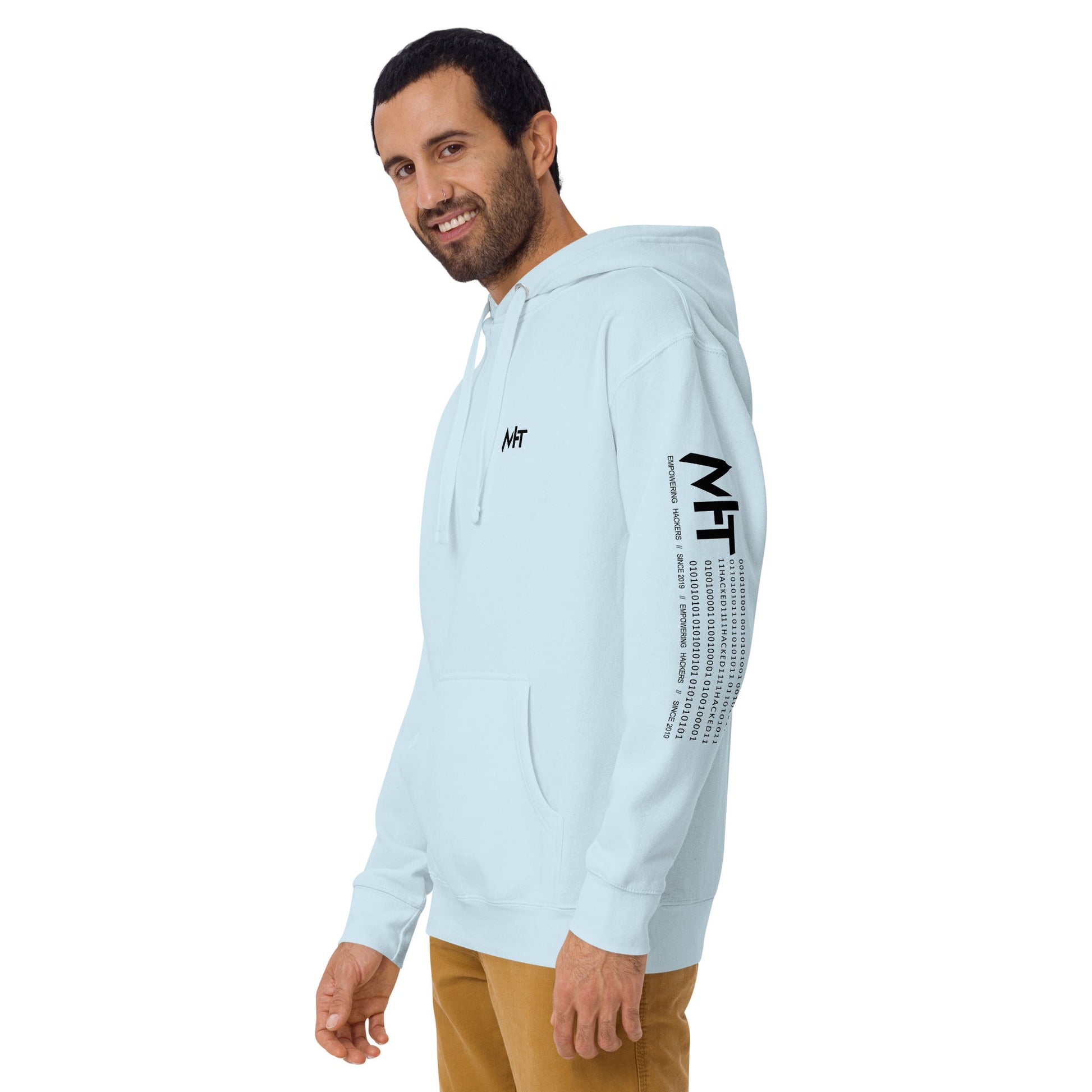Who's the New Kid, Hacker, Developer, Gamer, Crypto King (Blue Cyber) - Unisex Hoodie Personalized QR Code by DarkByteGear