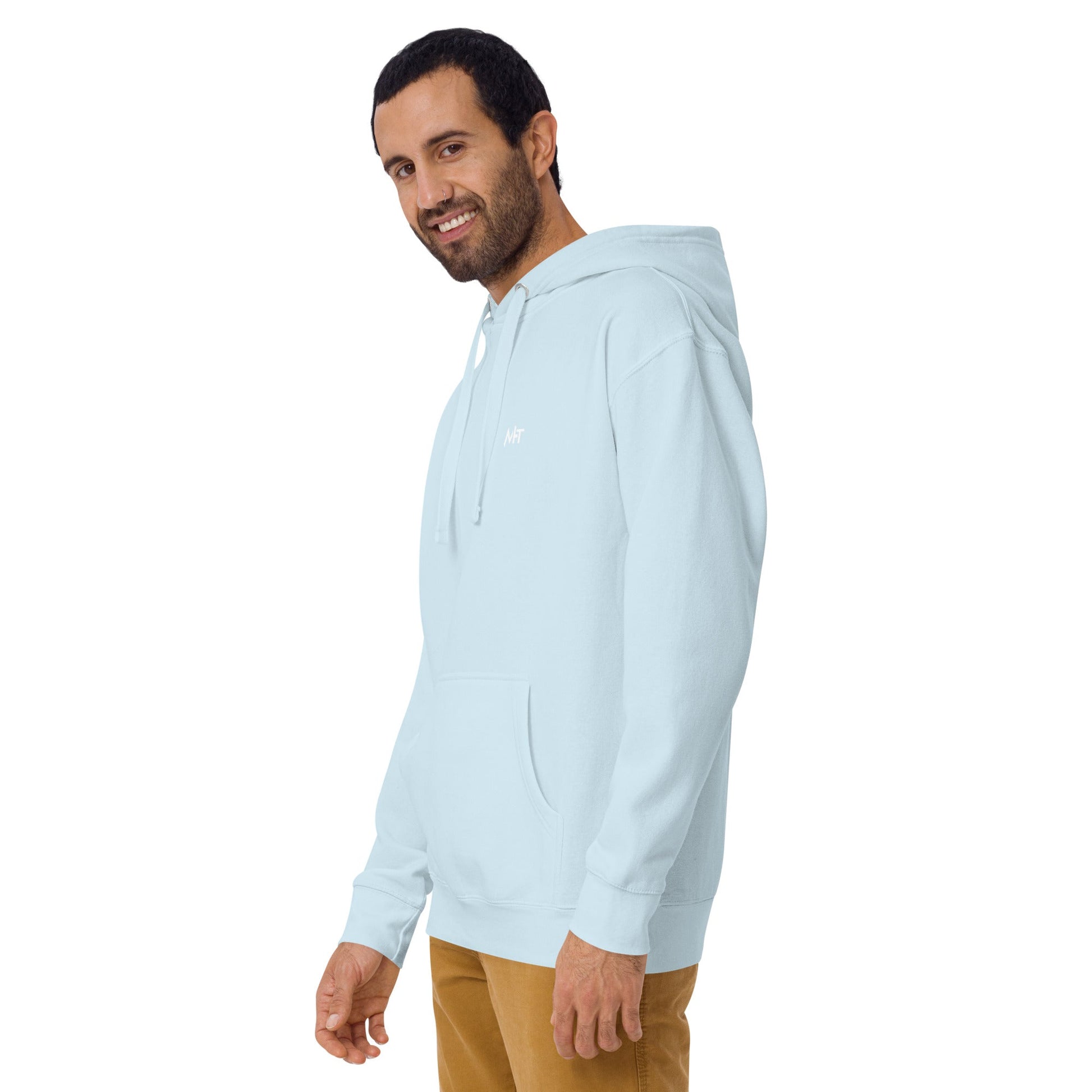 Who's the New Kid, Hacker, Developer, Gamer, Crypto King (No Logo, Blue Cyber) - Unisex Hoodie Personalized QR Code by DarkByteGear