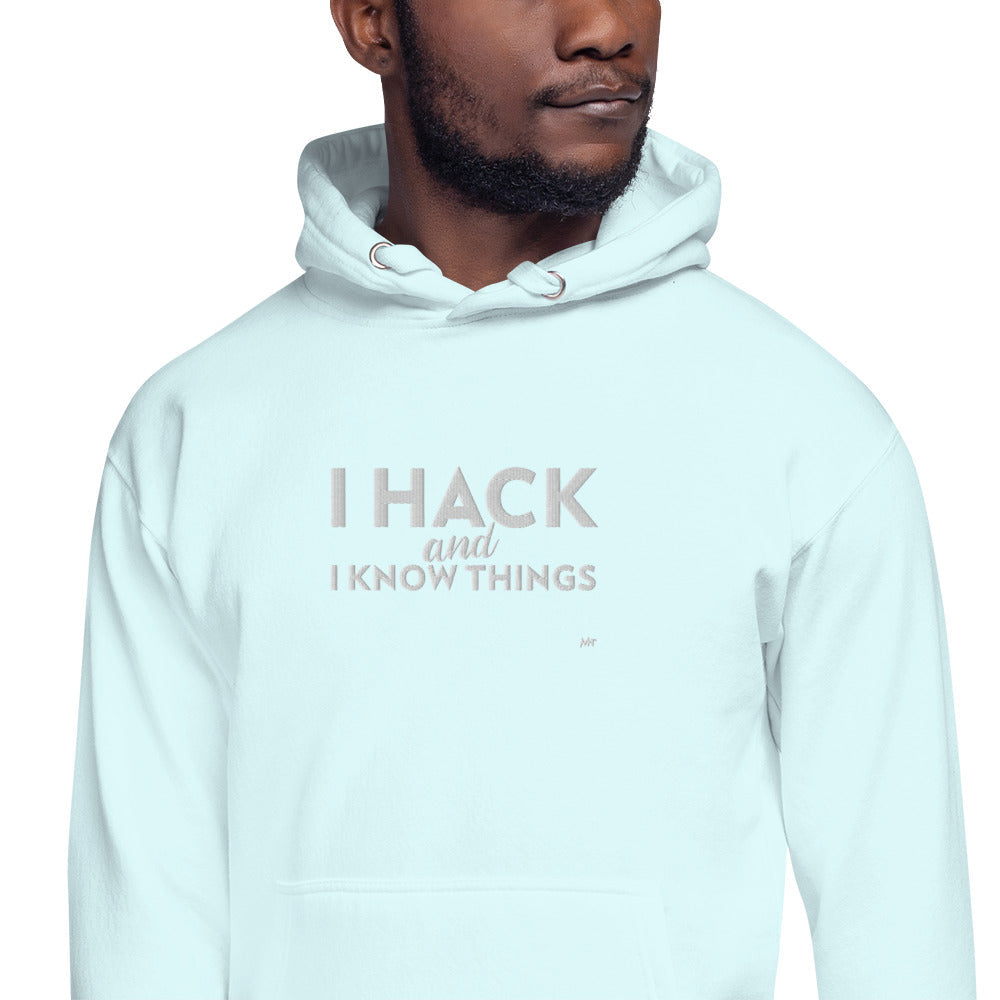 I hack and I know things - Unisex Hoodie (embroidered) by DarkByteGear