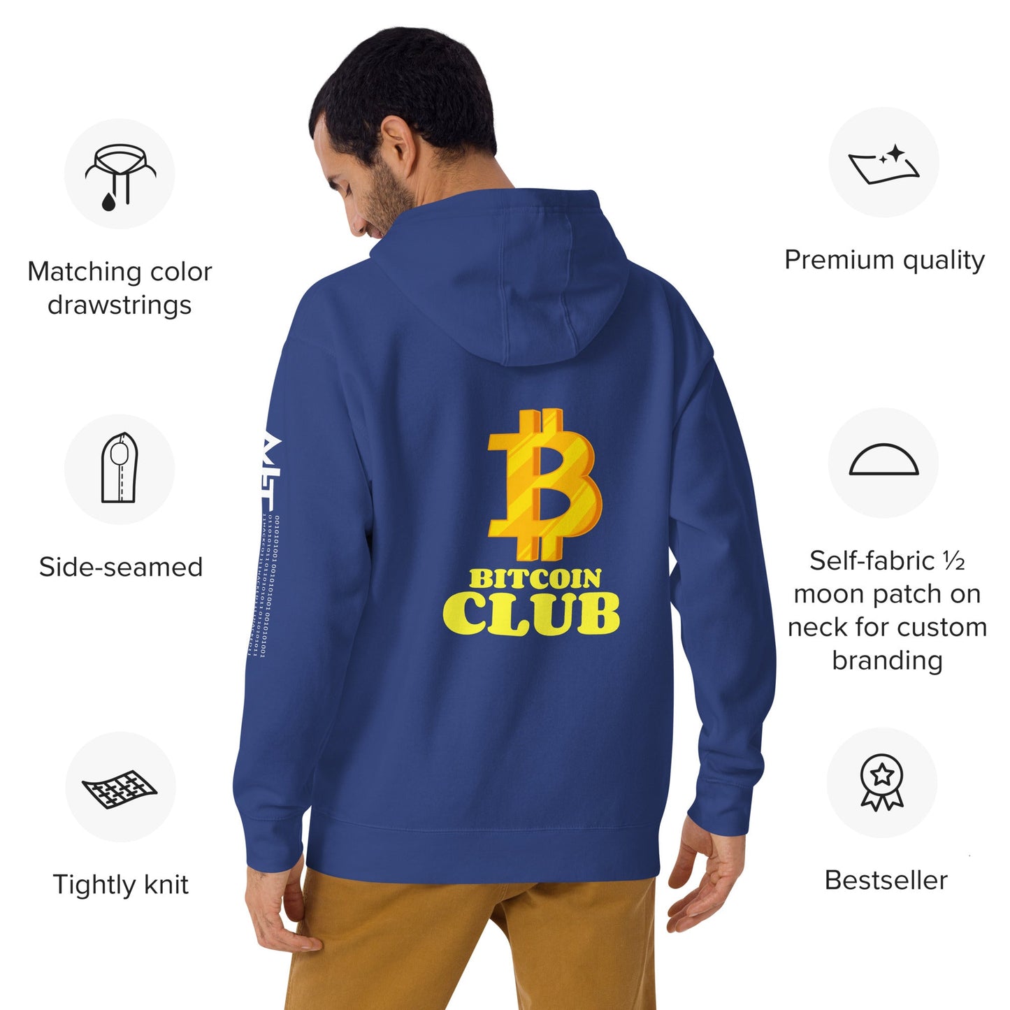 BITCOIN CLUB V5 - Unisex Hoodie ( Back Print ) by DarkByteGear