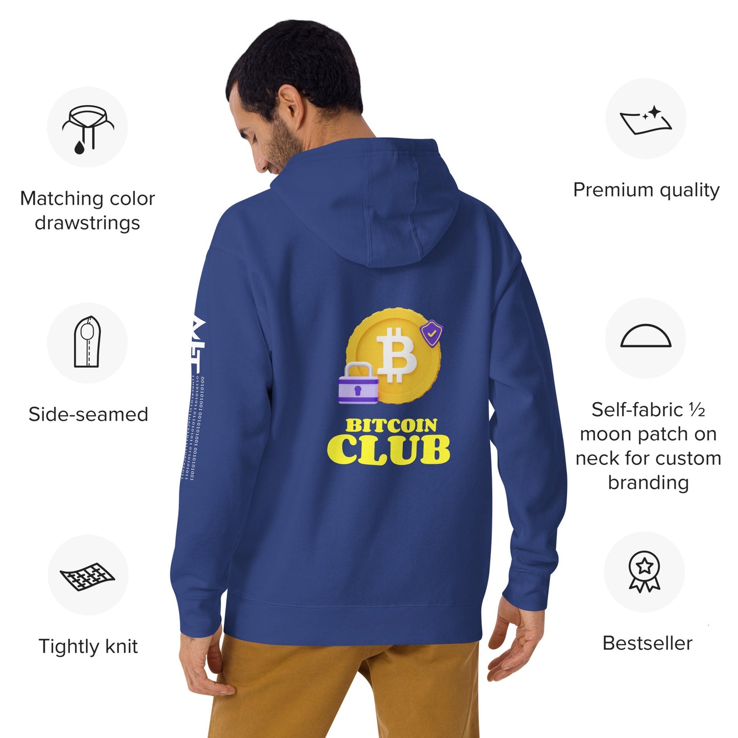 Bitcoin Club V7 - Unisex Hoodie (Back print) by DarkByteGear