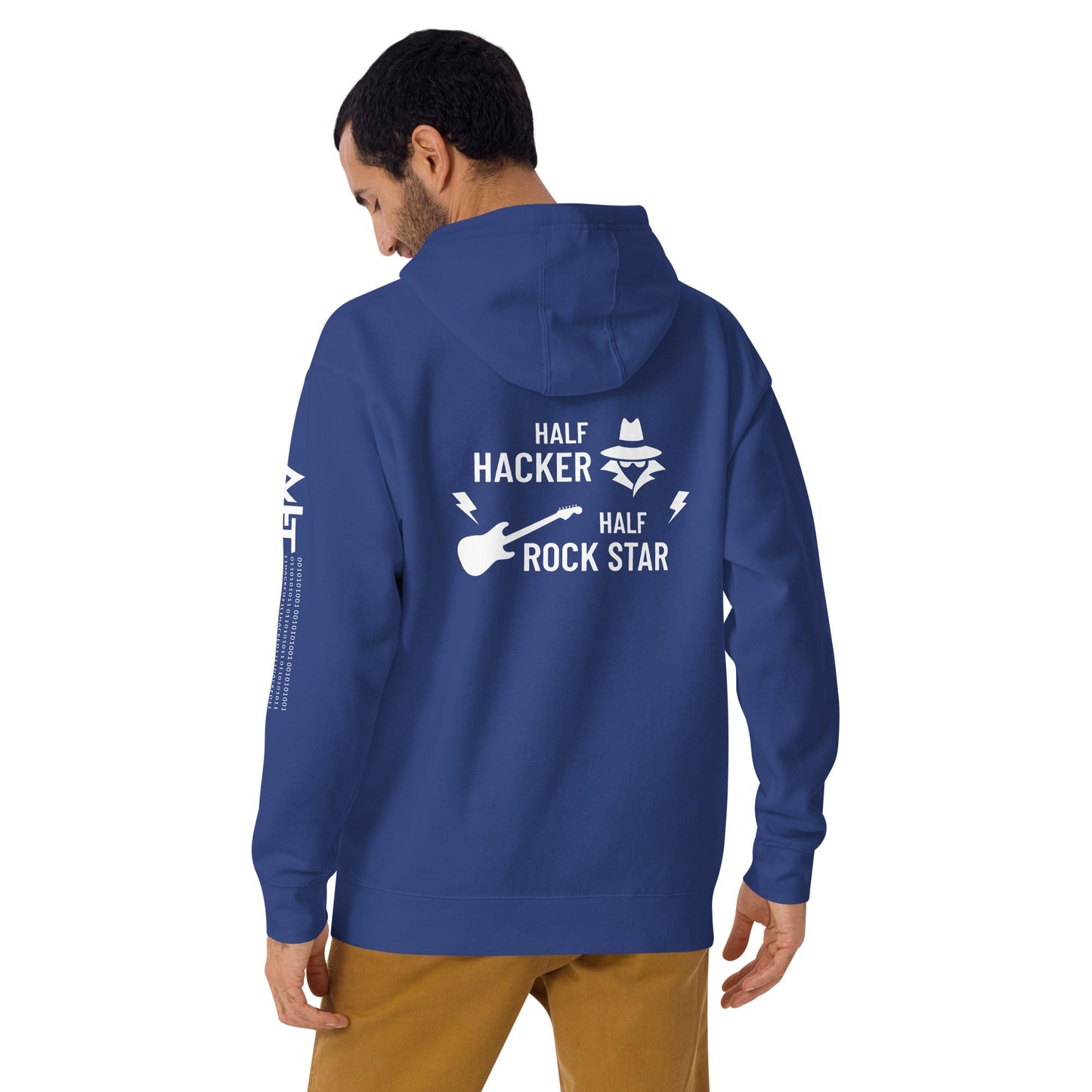 Half Hacker Half Rock Star - Unisex Hoodie (back print) by DarkByteGear