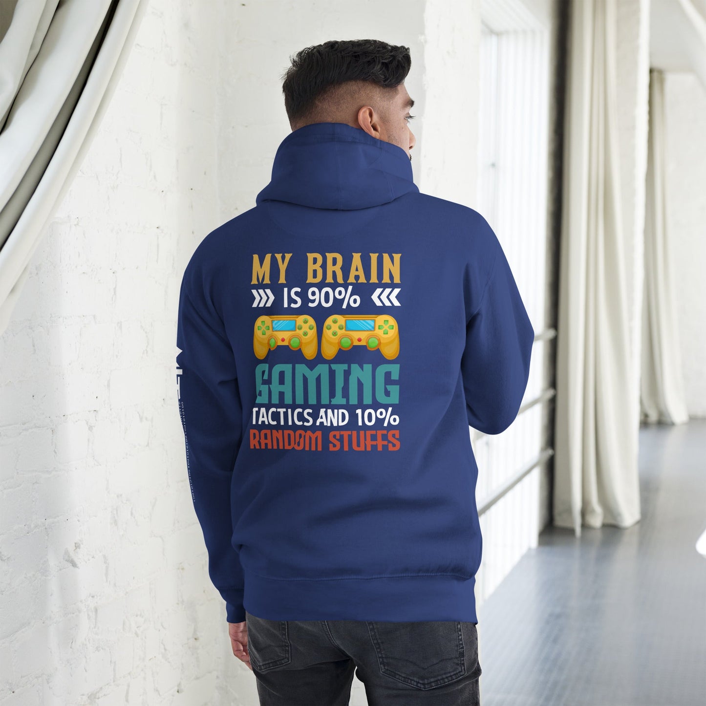 Ar My Brain is 90% Gaming Tactics Unisex Hoodie ( Back Print ) by DarkByteGear
