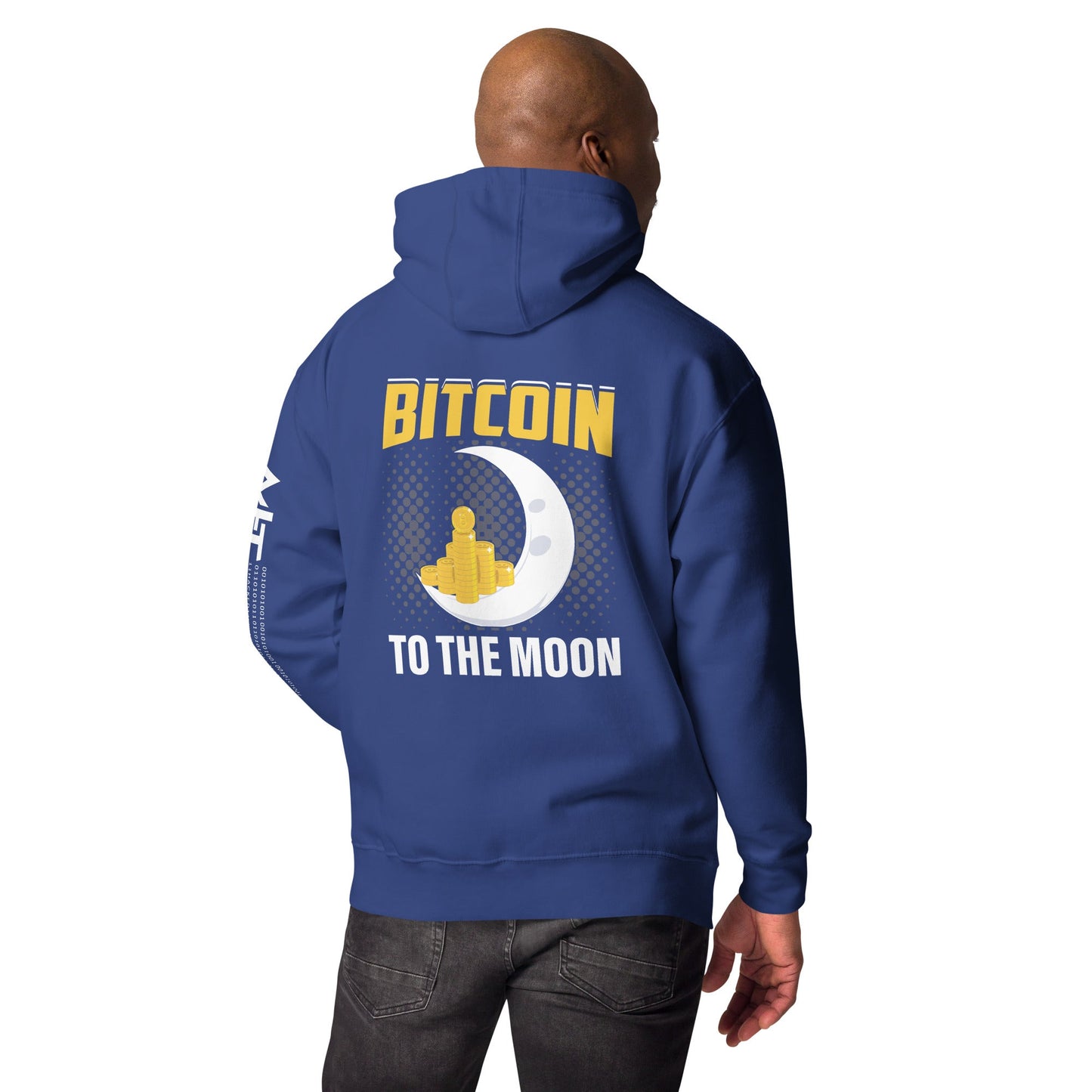 Bitcoin to the moon - Unisex Hoodie (back print) by DarkByteGear