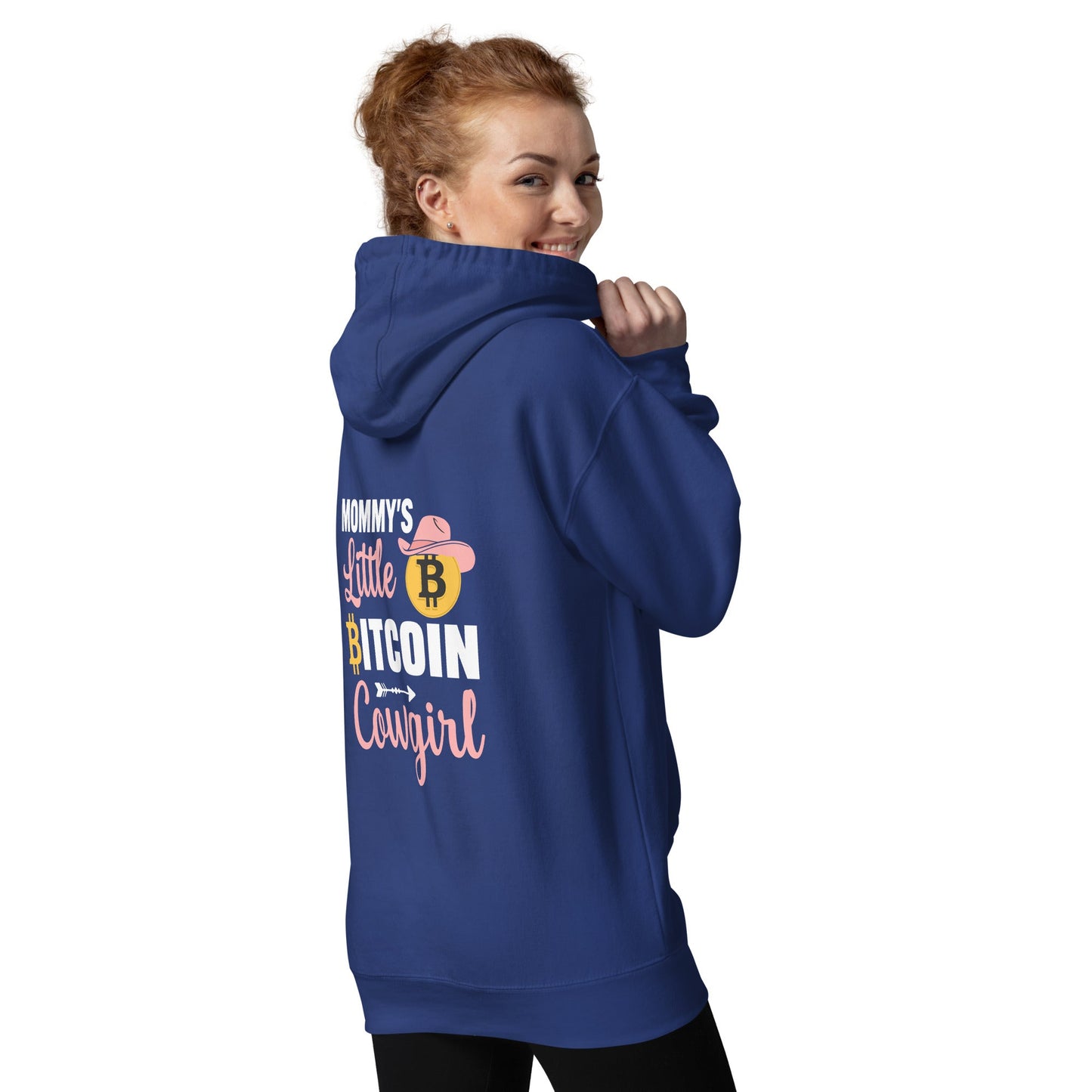 Mommy's little bitcoin cowgirl Unisex Hoodie ( Back Print ) by DarkByteGear