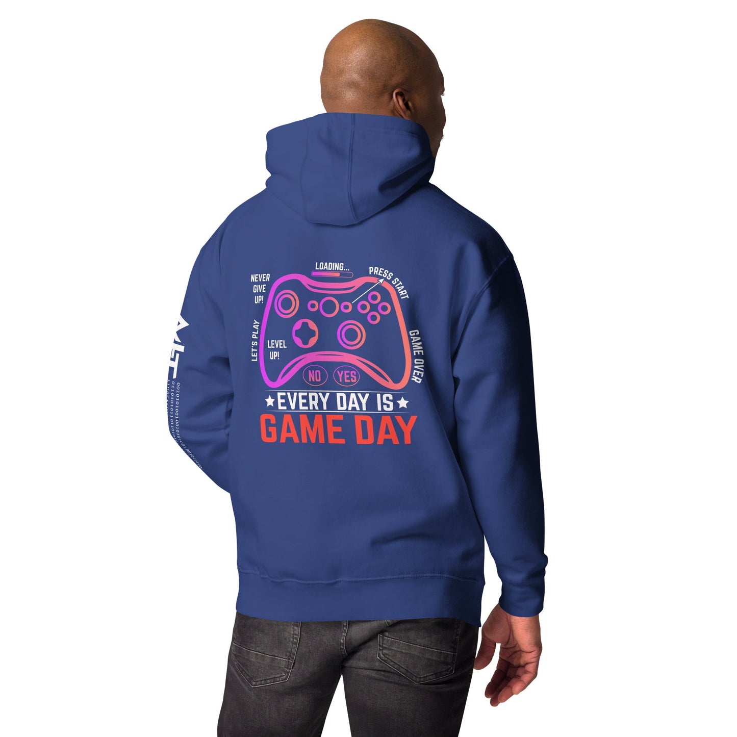 Never Give Up, everyday is Game Day - Unisex Hoodie ( Back Print ) by DarkByteGear