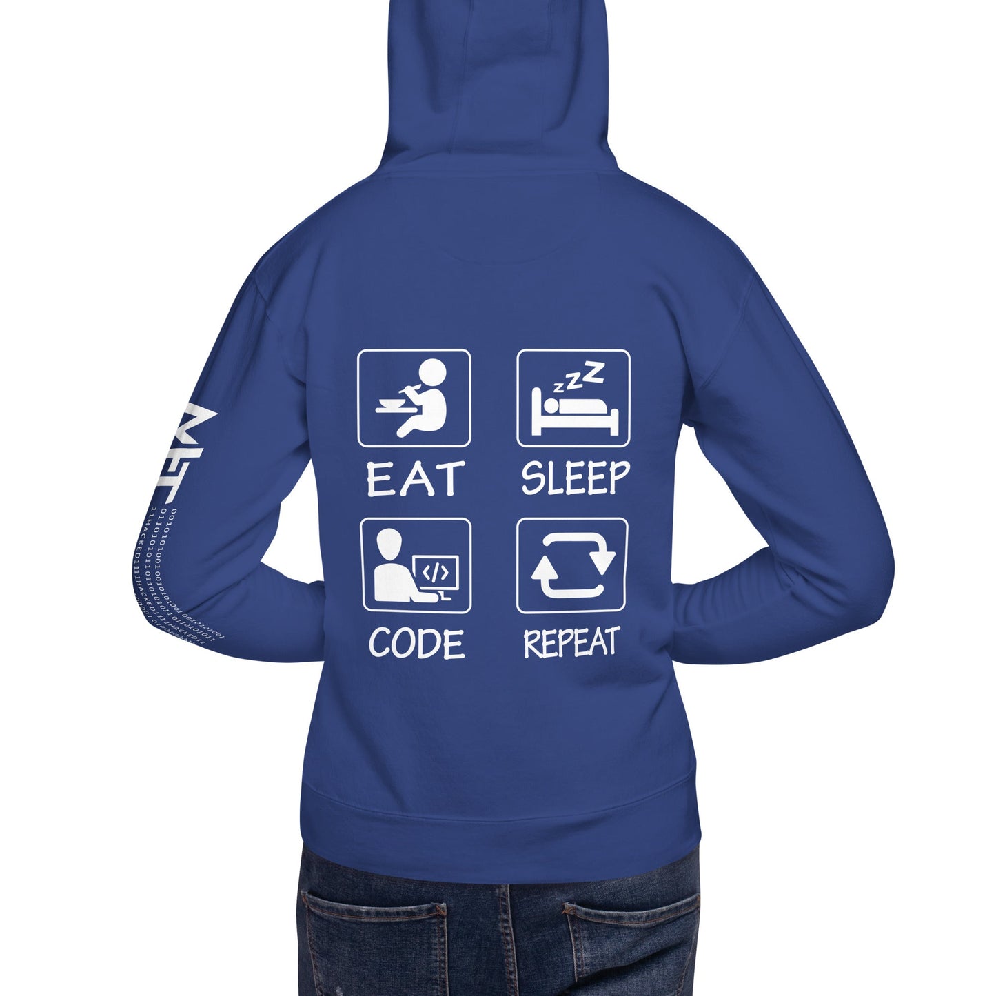 Eat, Sleep, Code, Repeat - Unisex Hoodie ( Back Print ) by DarkByteGear