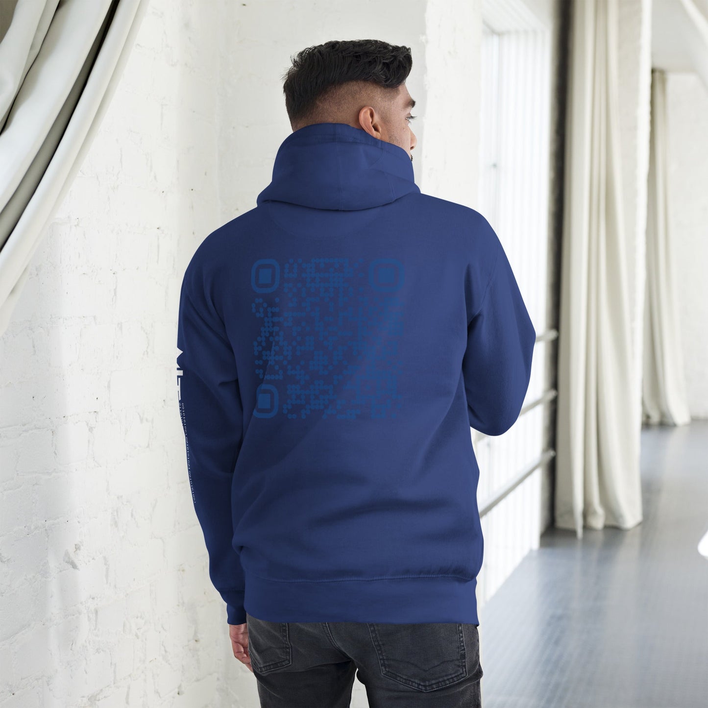 Who's the New Kid, Hacker, Developer, Gamer, Crypto King (Blue Cyber) - Unisex Hoodie Personalized QR Code by DarkByteGear