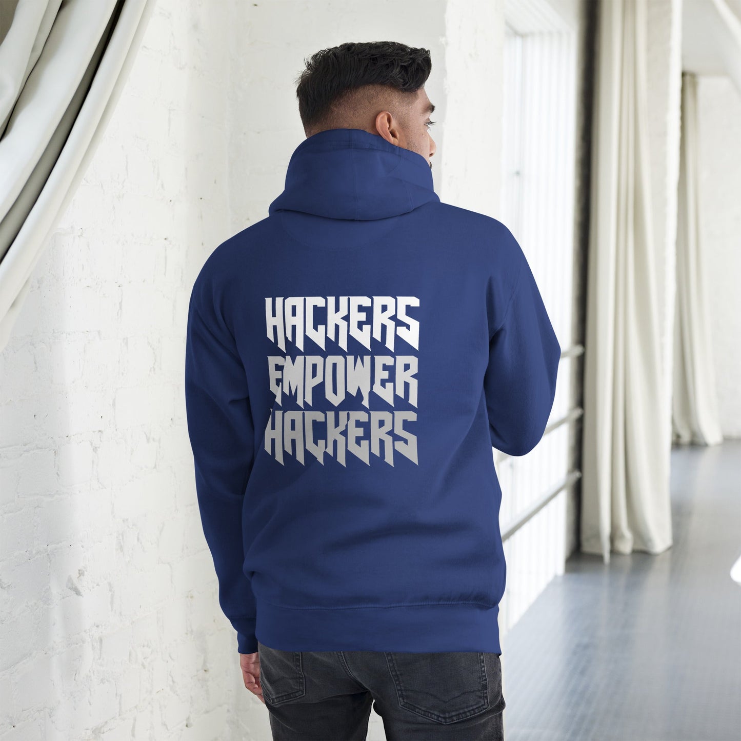 Hackers Empower Hackers V4 - Unisex Hoodie ( Back Print ) by DarkByteGear
