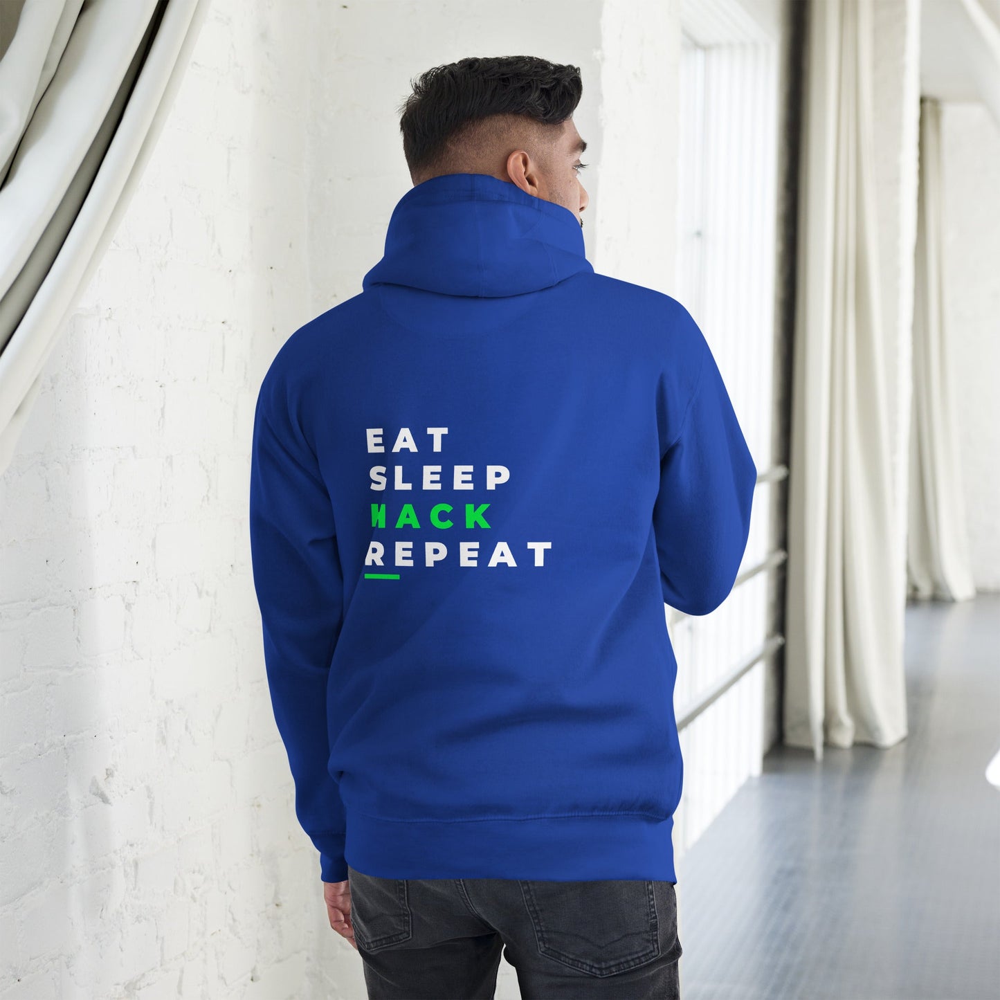 Eat, Sleep, Hack, Repeat V2 - Unisex Hoodie ( Back Print ) by DarkByteGear