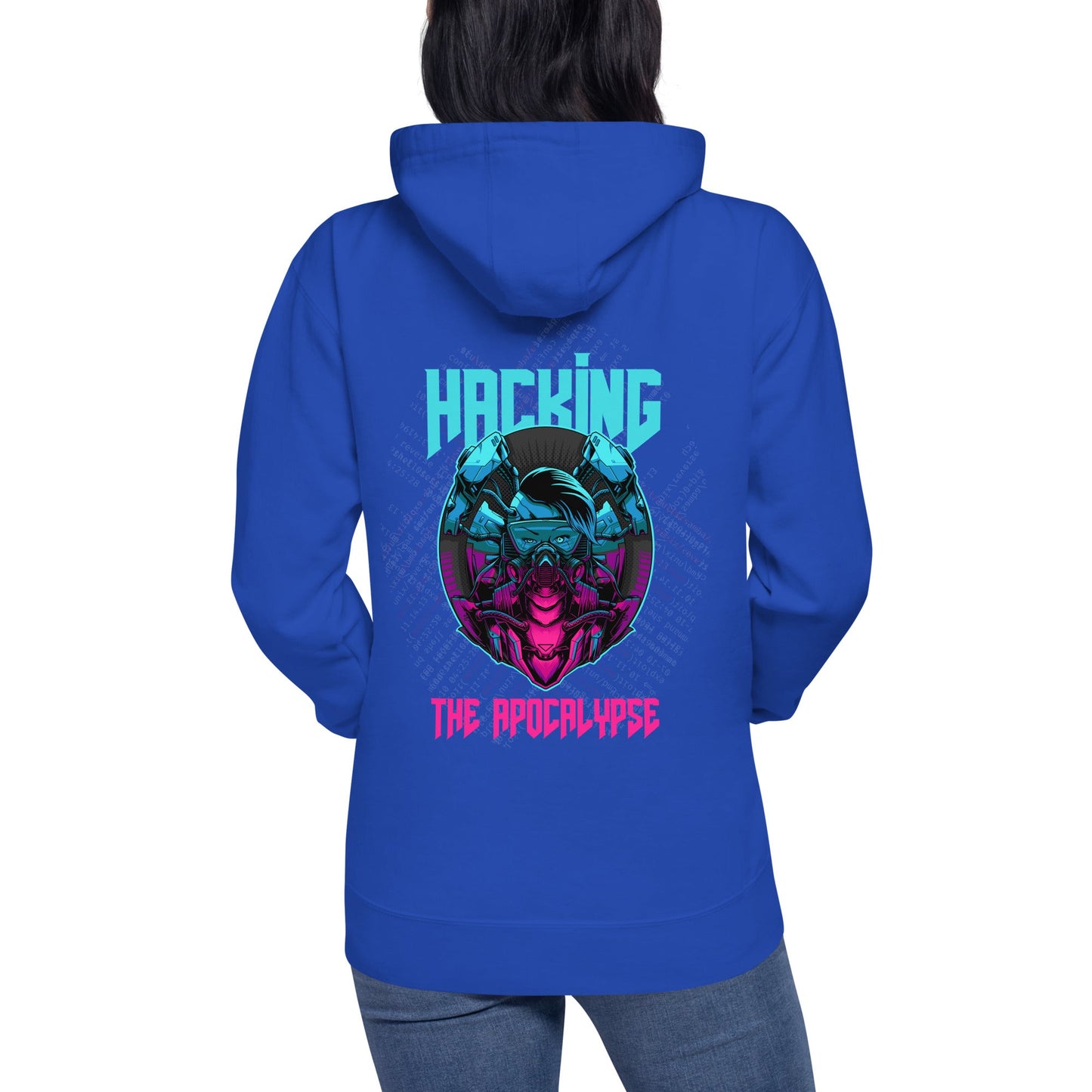 Hacking the apocalypse V2 - Unisex Hoodie ( Back Print ) by DarkByteGear