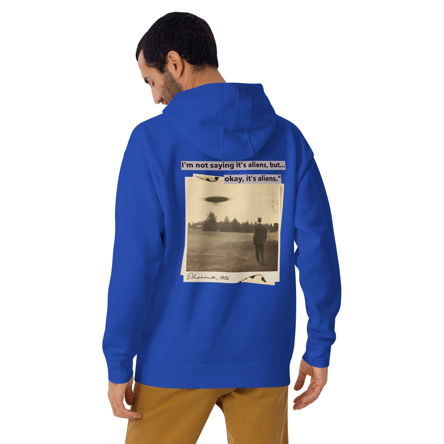I'm not saying it's aliens, but... okay, it's aliens - Unisex Hoodie (back print) by DarkByteGear