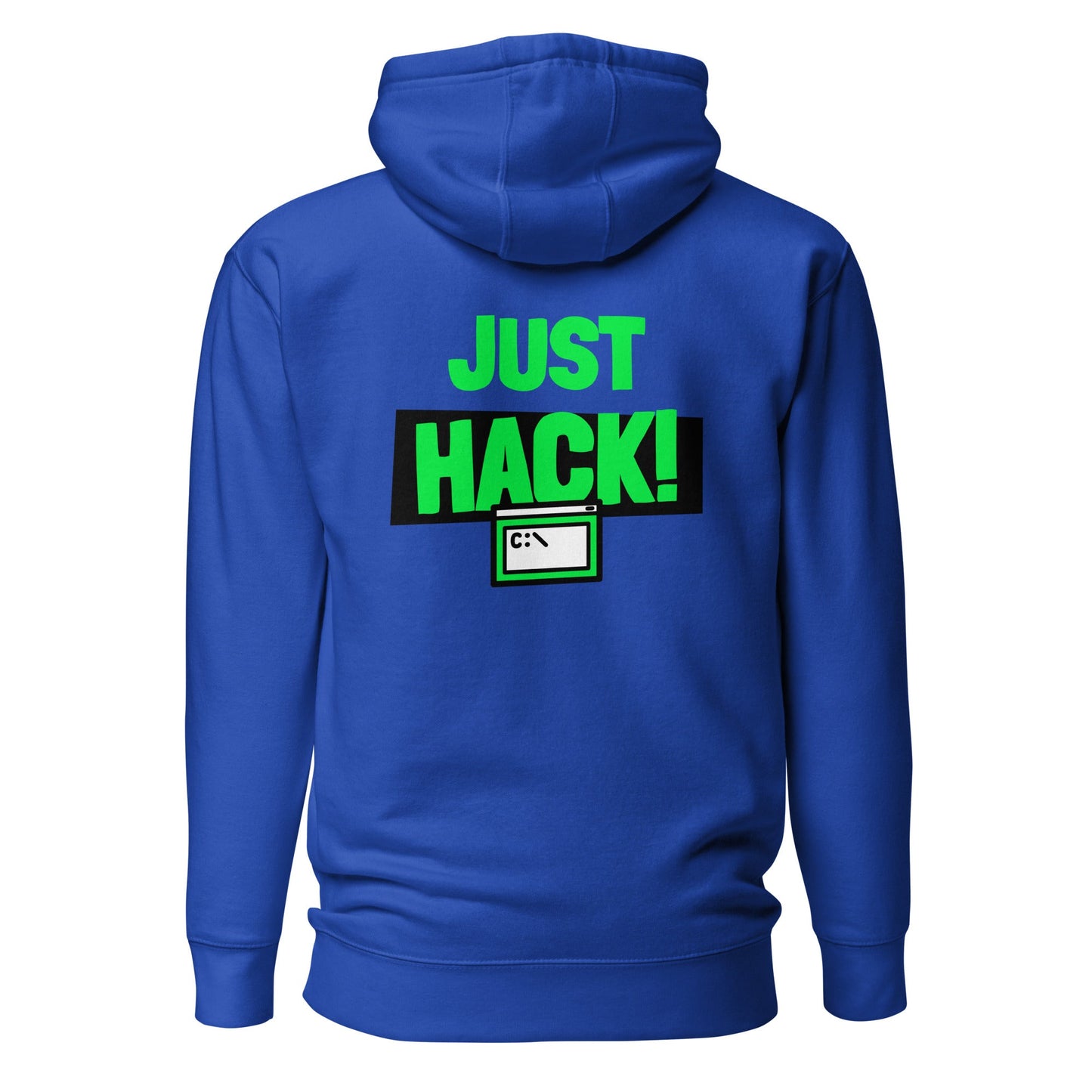 Just Hack (Green text) - Unisex Hoodie (back print) by DarkByteGear