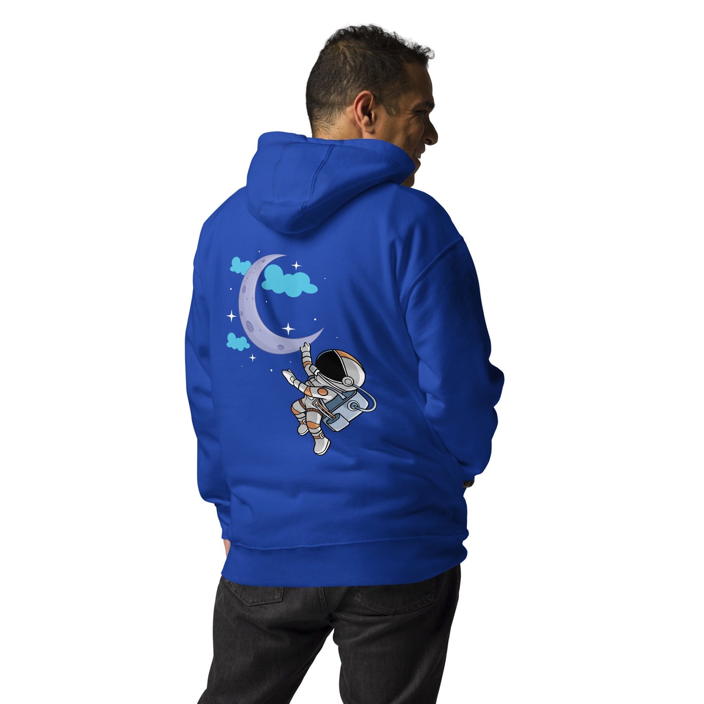 Full Moon Astronaut - Unisex Hoodie ( Back Print ) by DarkByteGear