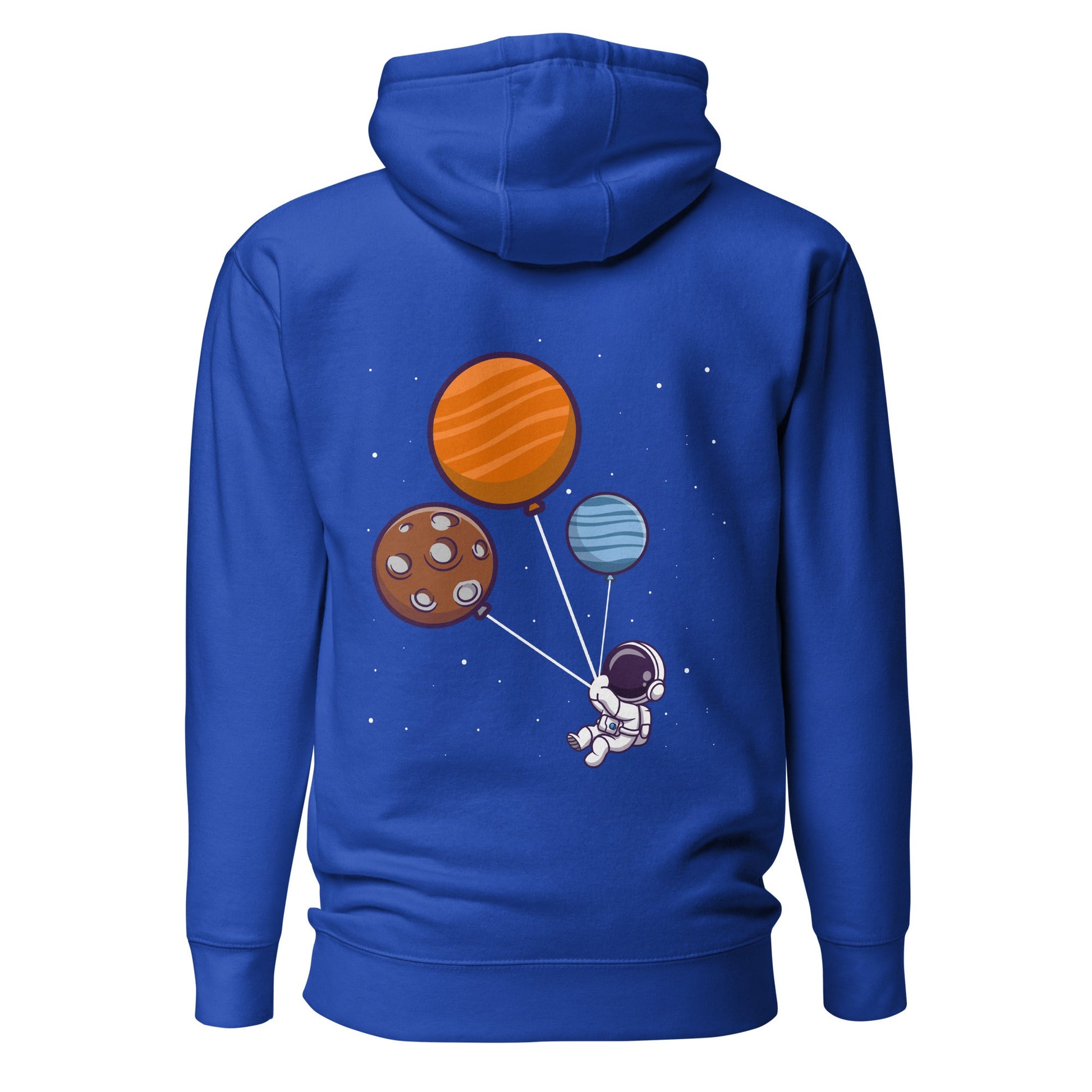 Astronaut with Balloons in Space - Unisex Hoodie ( Back Print ) by DarkByteGear