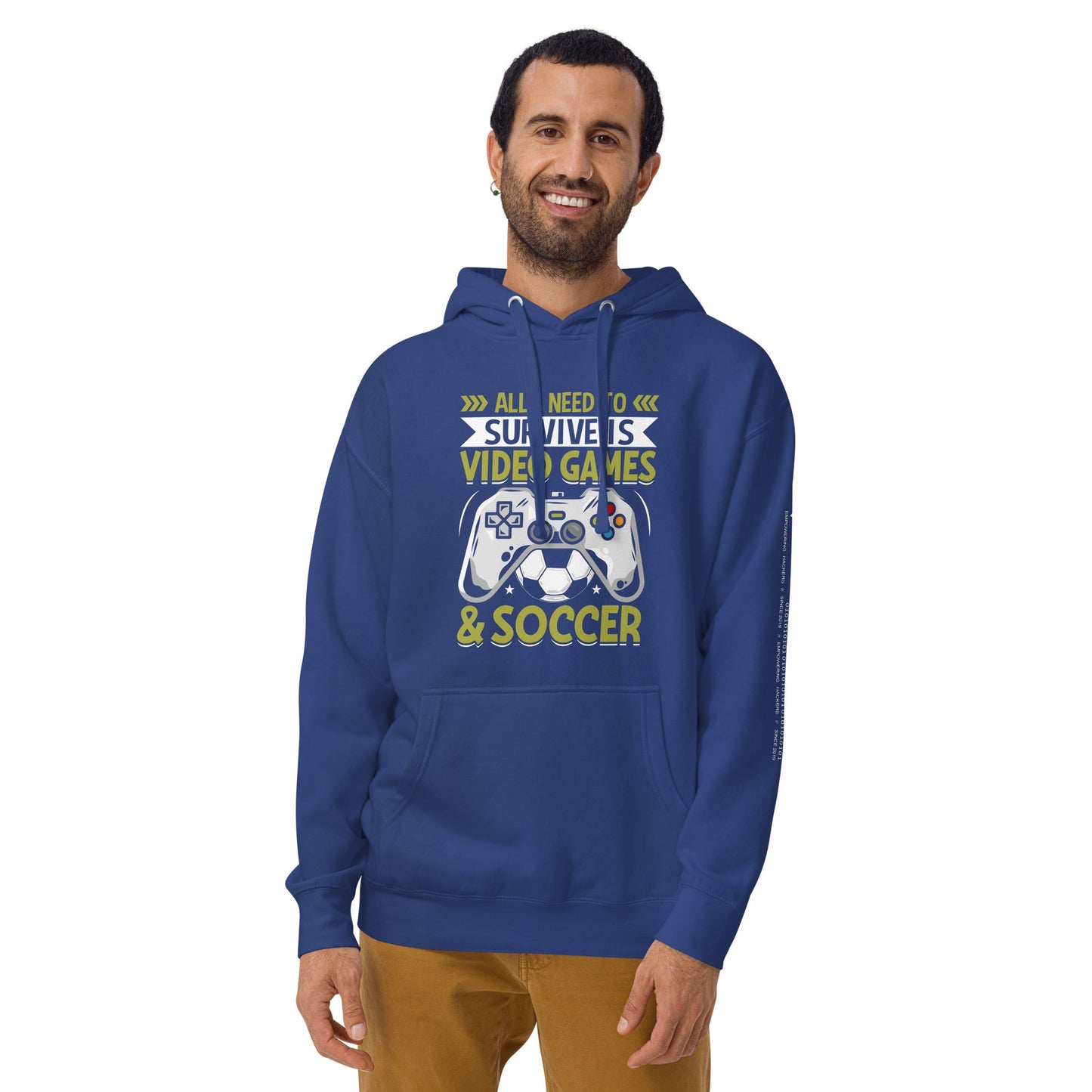 All I need to Survive is Video Game and Soccer Unisex Hoodie by DarkByteGear