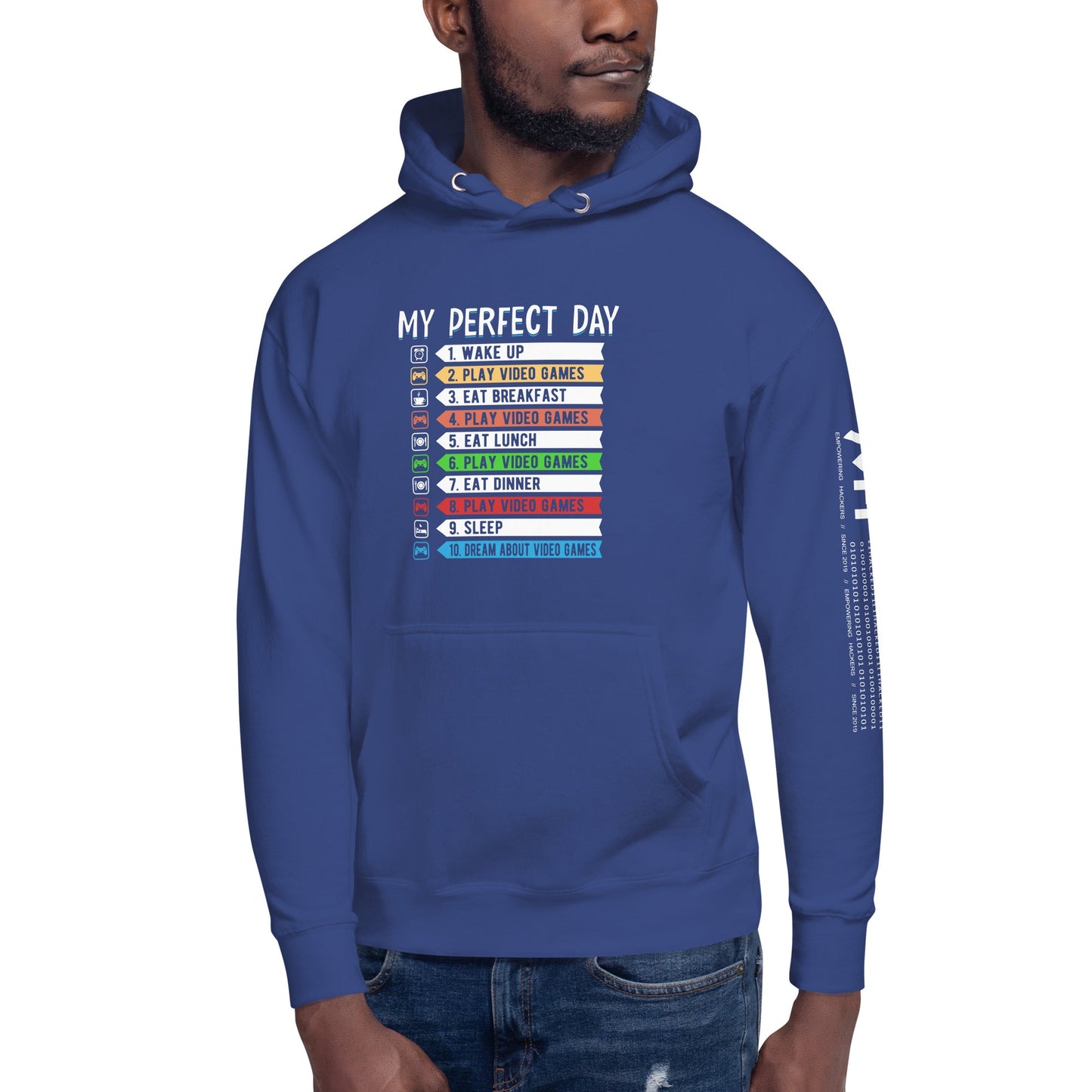 My perfect day wake up play video games Unisex Hoodie by DarkByteGear