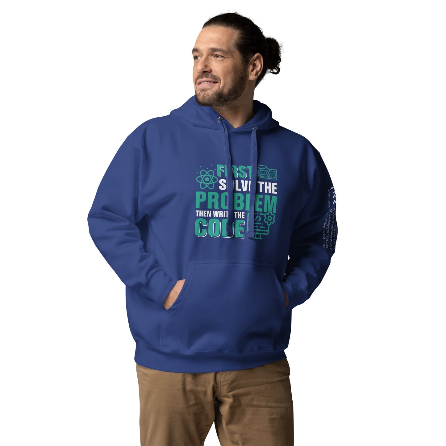 First, Solve the problem; then, Write the code V1 - Unisex Hoodie by DarkByteGear