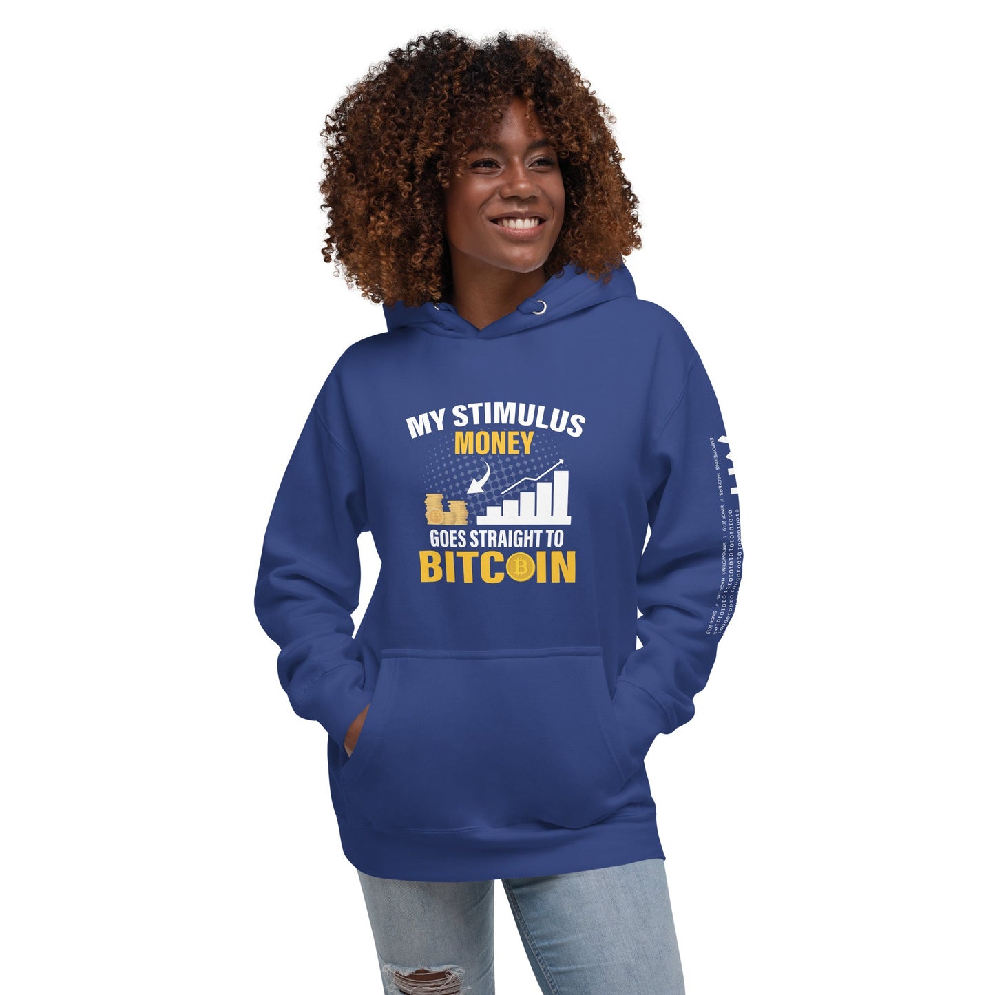 My Stimulus Money Goes Straight to Bitcoin Unisex Hoodie by DarkByteGear