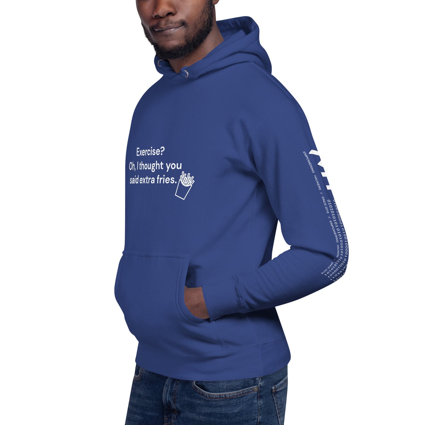 Exercise? Oh, I thought you said extra fries - Unisex Hoodie by DarkByteGear