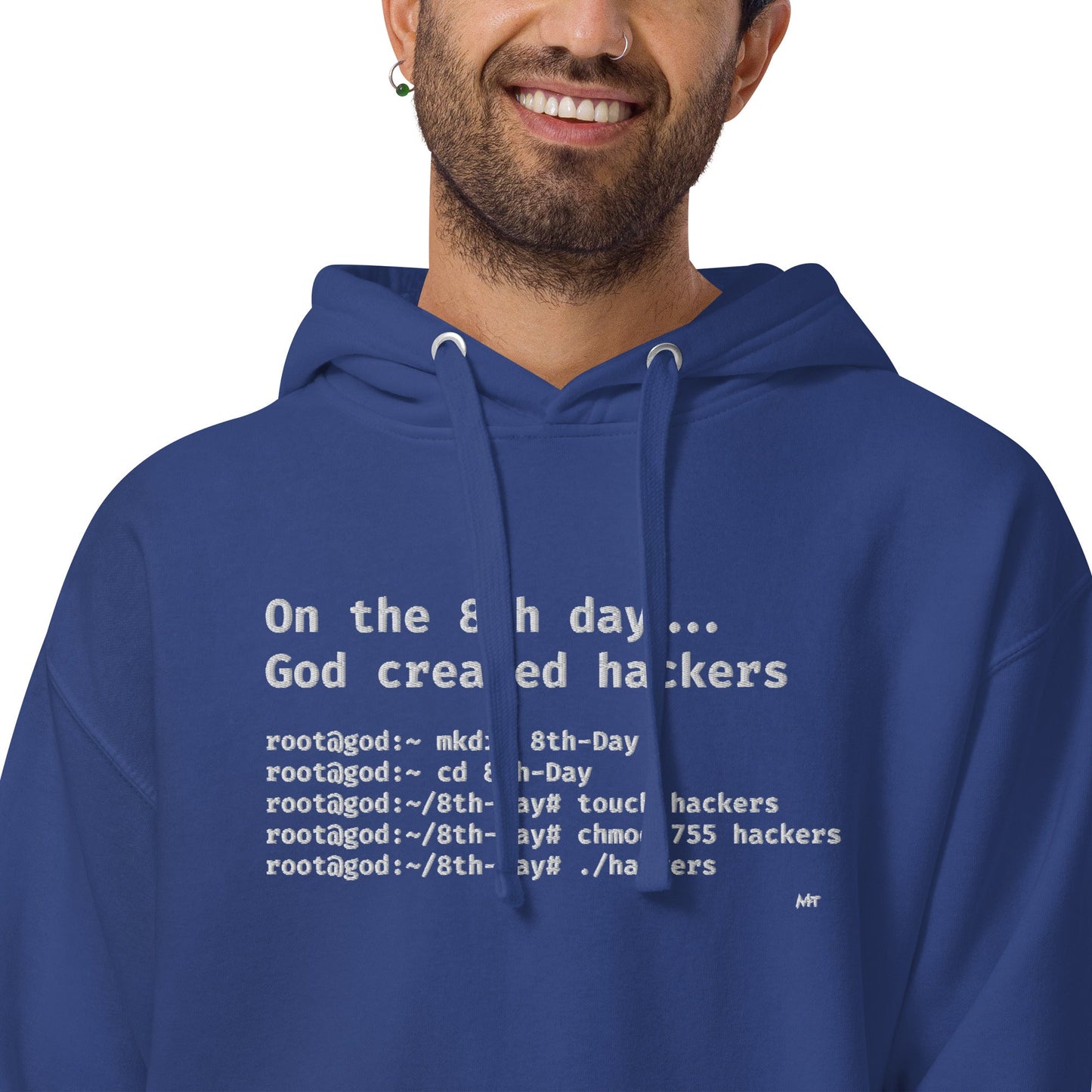 On the 8th day God created hackers - Unisex Hoodie (embroidered) by DarkByteGear