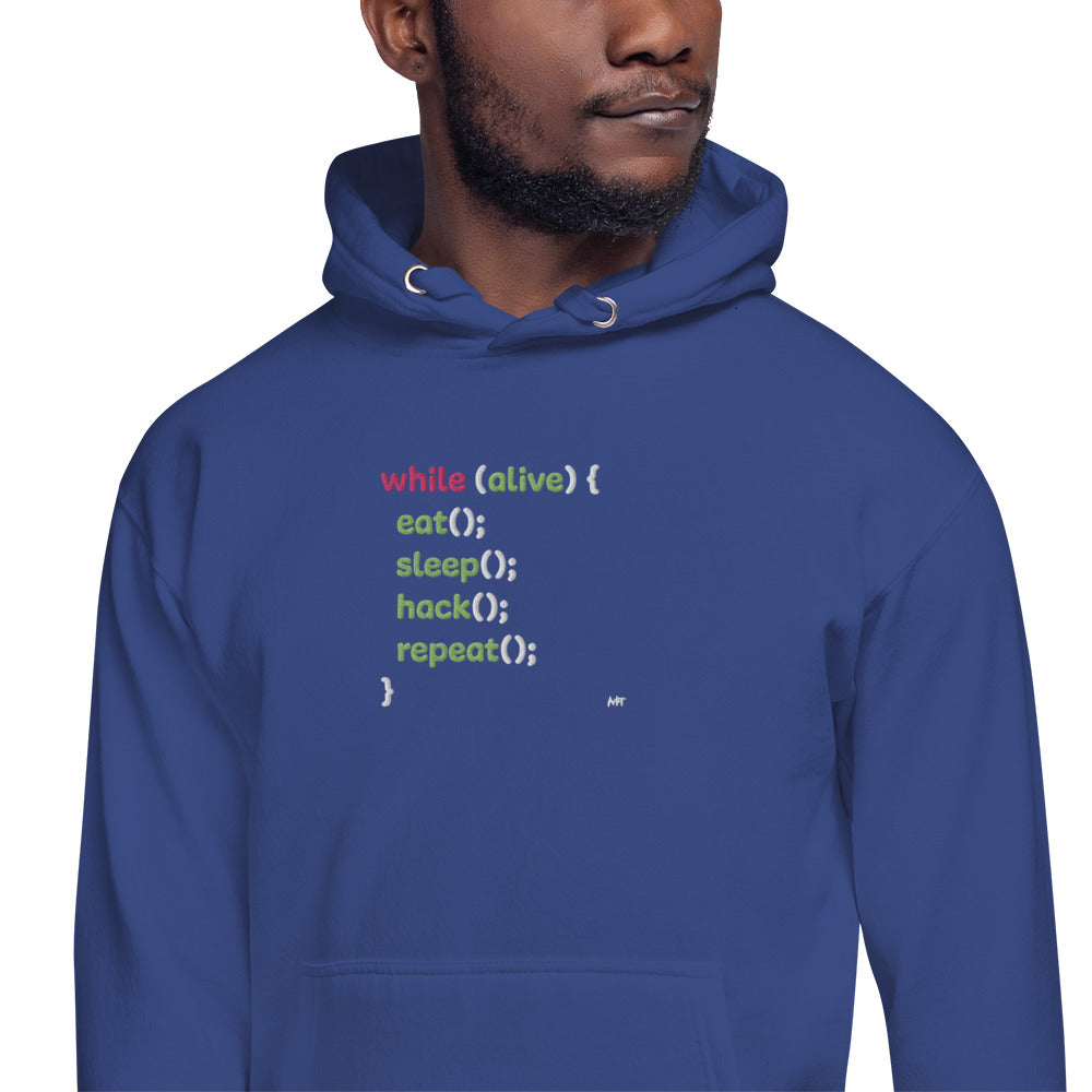 Eat sleep hack repeat - Unisex Hoodie (embroidered) by DarkByteGear