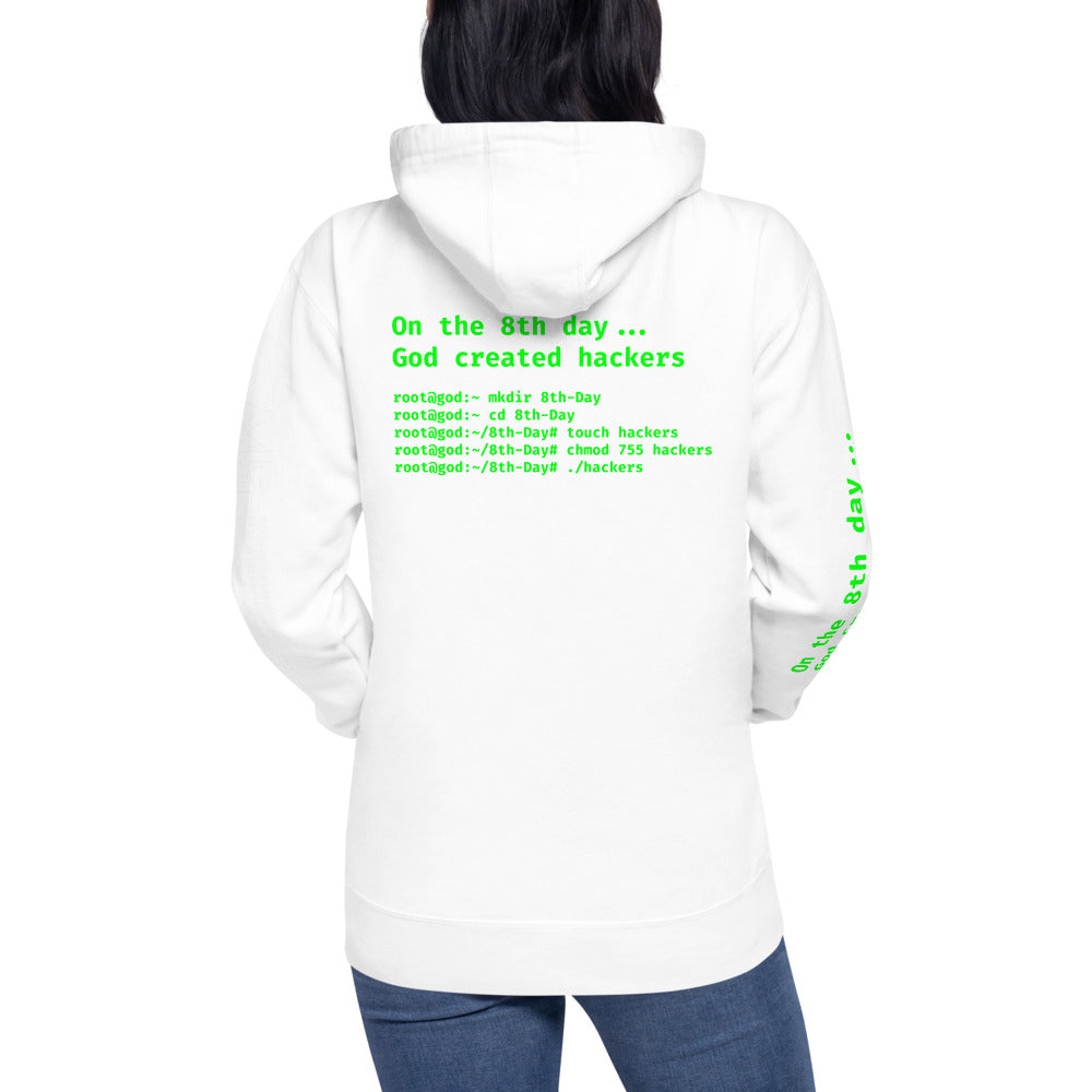 On the 8th day God created hackers - Unisex Hoodie (back print) by DarkByteGear