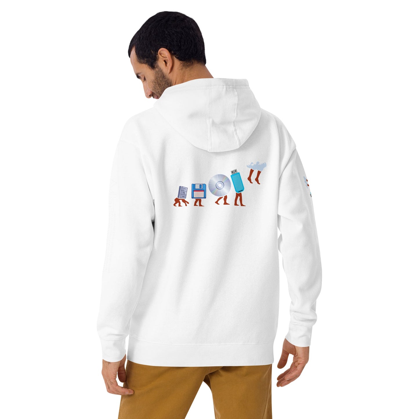 Evolution of data storage - Unisex Hoodie (back print) by DarkByteGear