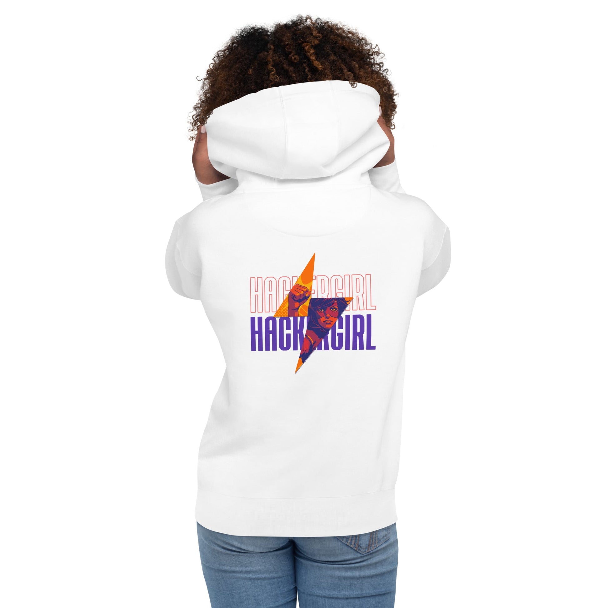 Hacker Girl V1 in Dark Color Text - Unisex Hoodie ( Back Print ) by DarkByteGear
