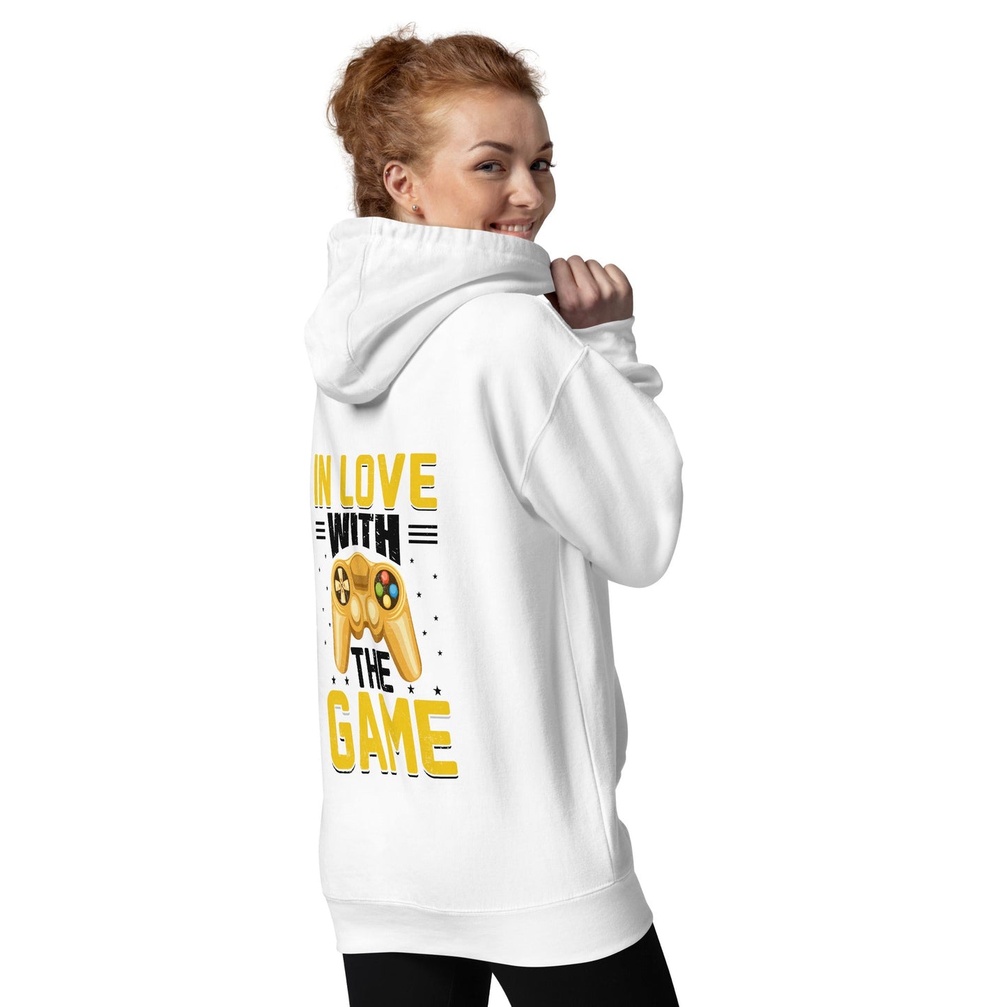 In Love With The Game in Dark Text - Unisex Hoodie ( Back Print ) by DarkByteGear