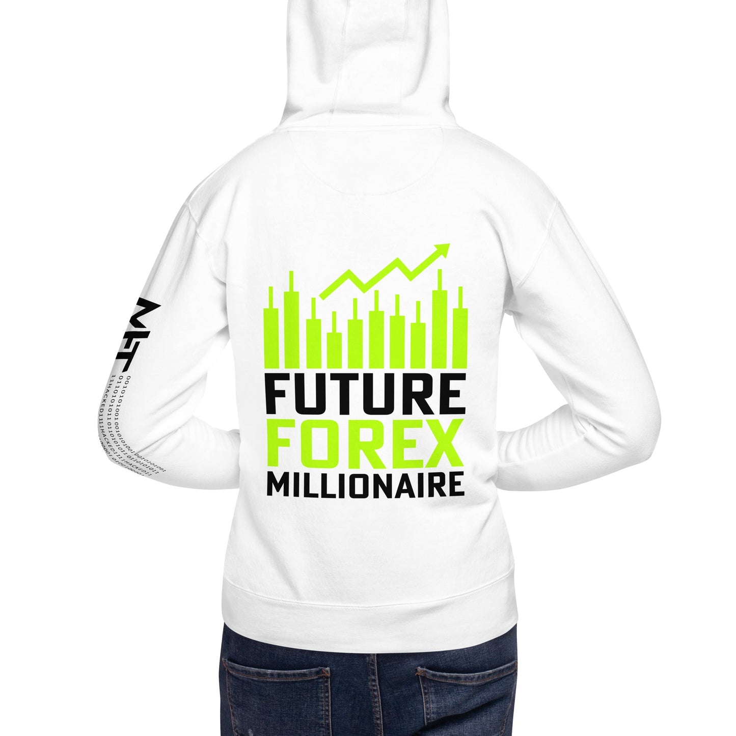 Future Forex Millionaire in Dark Text - Unisex Hoodie ( Back Print ) by DarkByteGear