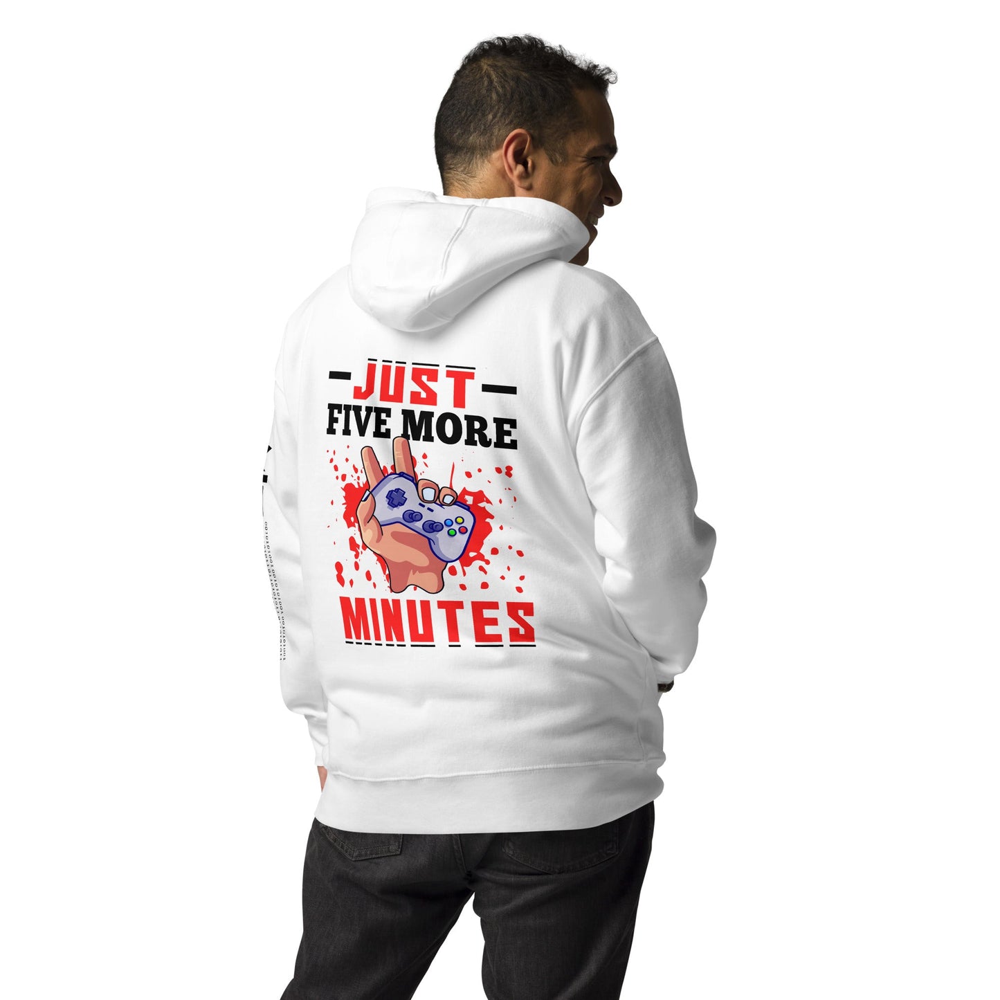 Just 5 more Minutes Rima in Dark Text - Unisex Hoodie ( Back Print ) by DarkByteGear