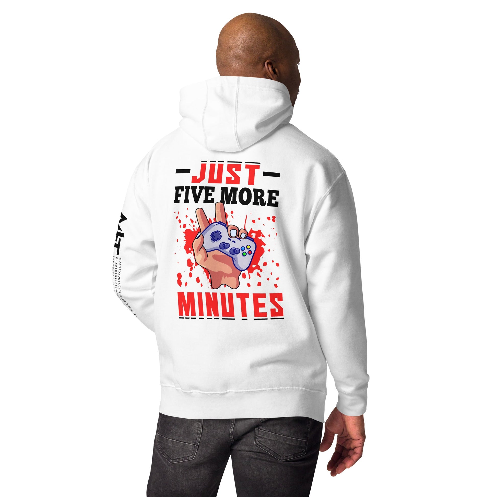 Just 5 more Minutes Rima in Dark Text - Unisex Hoodie ( Back Print ) by DarkByteGear