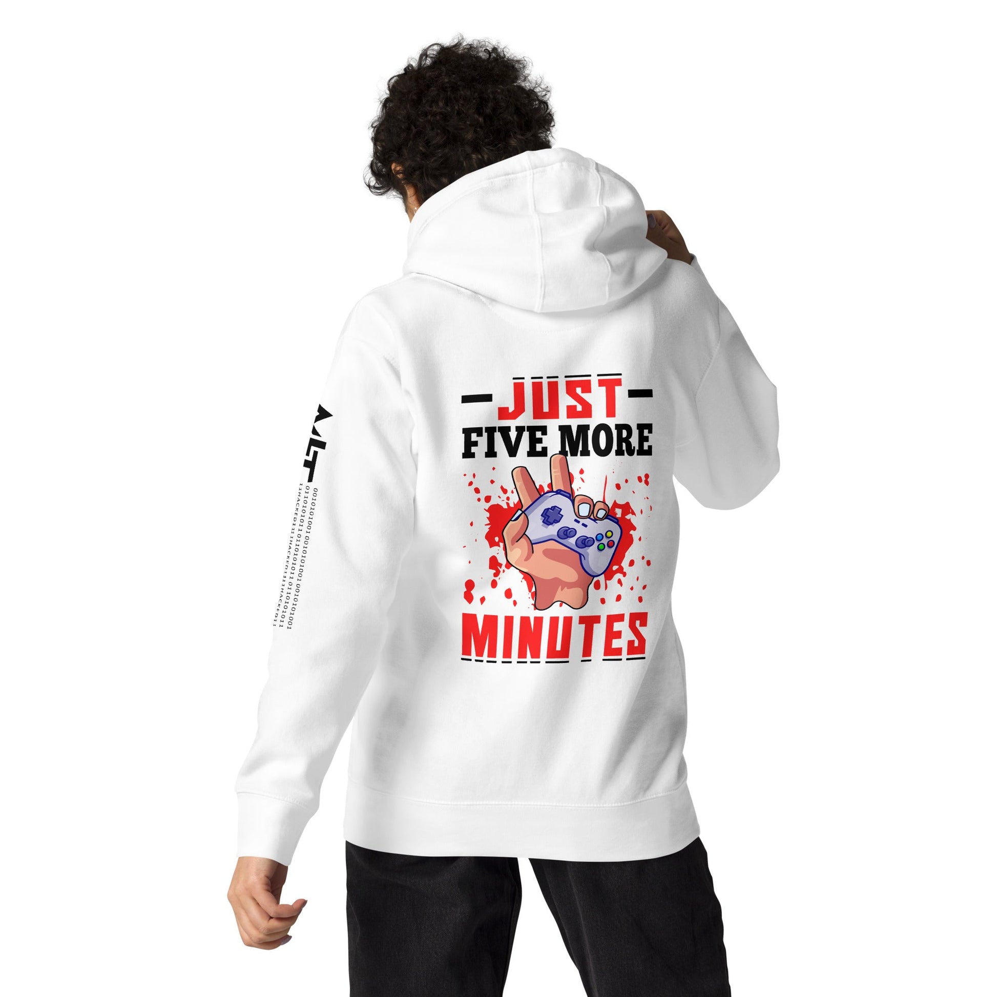 Just 5 more Minutes Rima in Dark Text - Unisex Hoodie ( Back Print ) by DarkByteGear