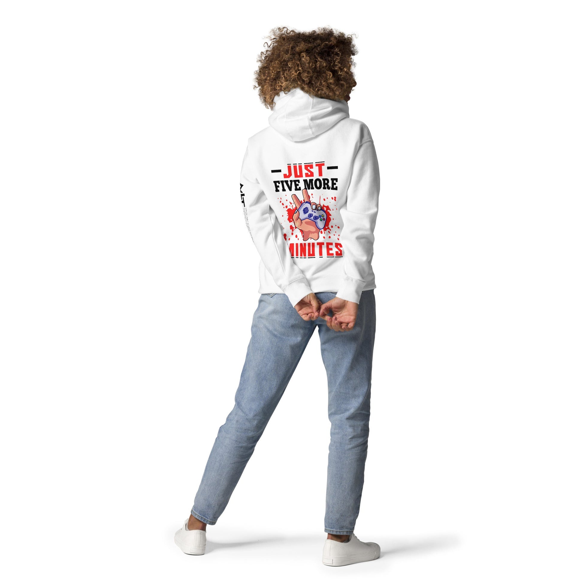 Just 5 more Minutes Rima in Dark Text - Unisex Hoodie ( Back Print ) by DarkByteGear