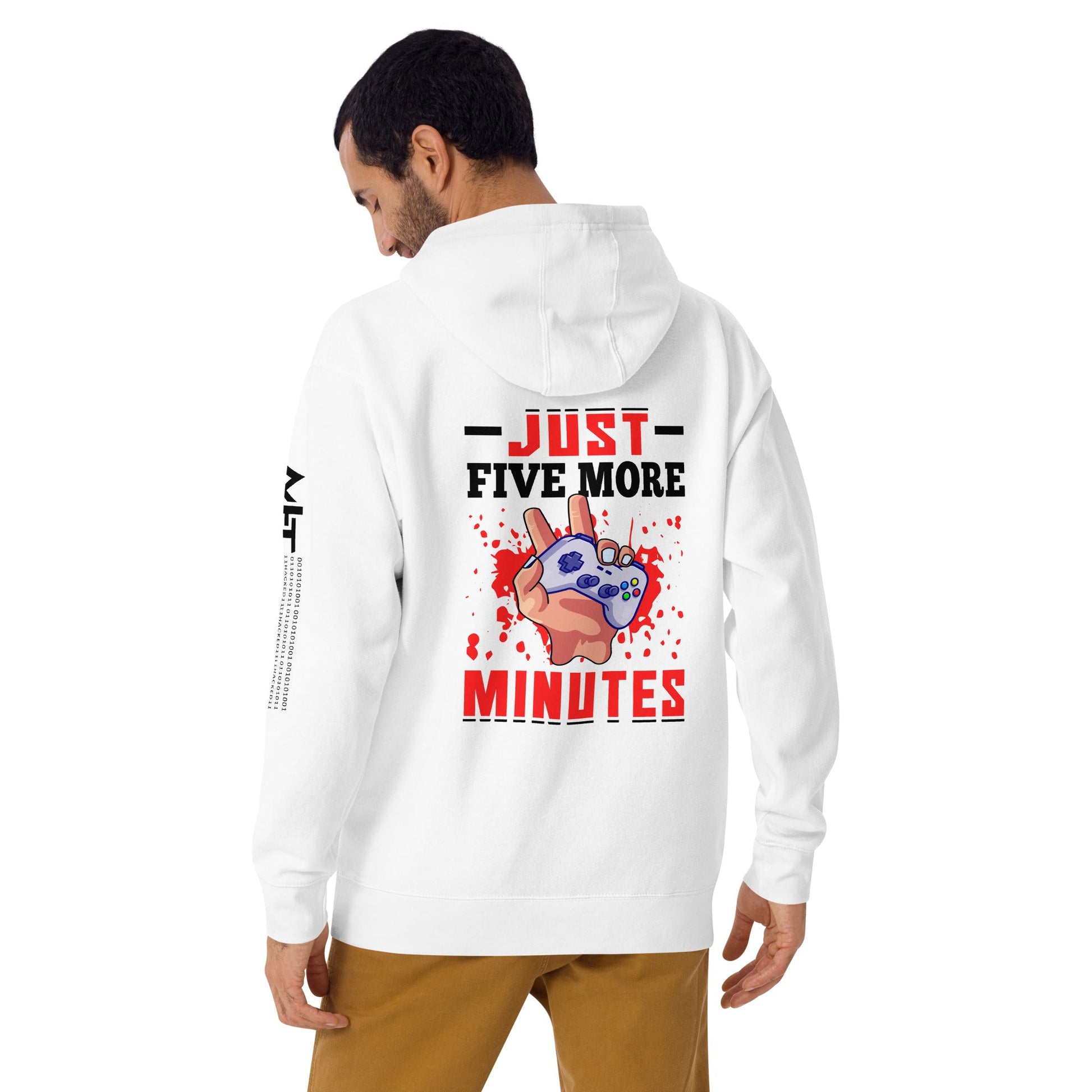 Just 5 more Minutes Rima in Dark Text - Unisex Hoodie ( Back Print ) by DarkByteGear