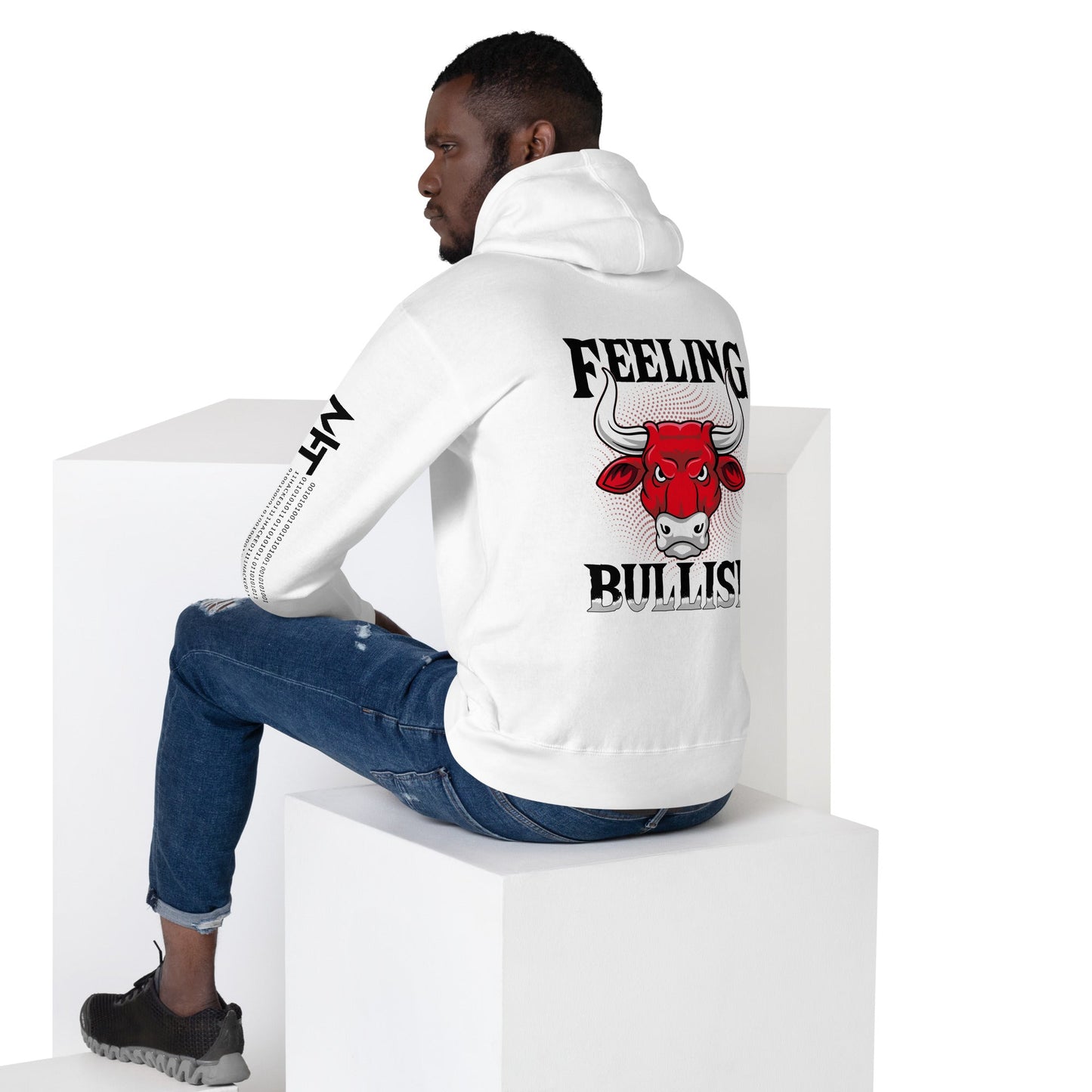 Feeling Bullish in Dark Text - Unisex Hoodie ( Back Print ) by DarkByteGear