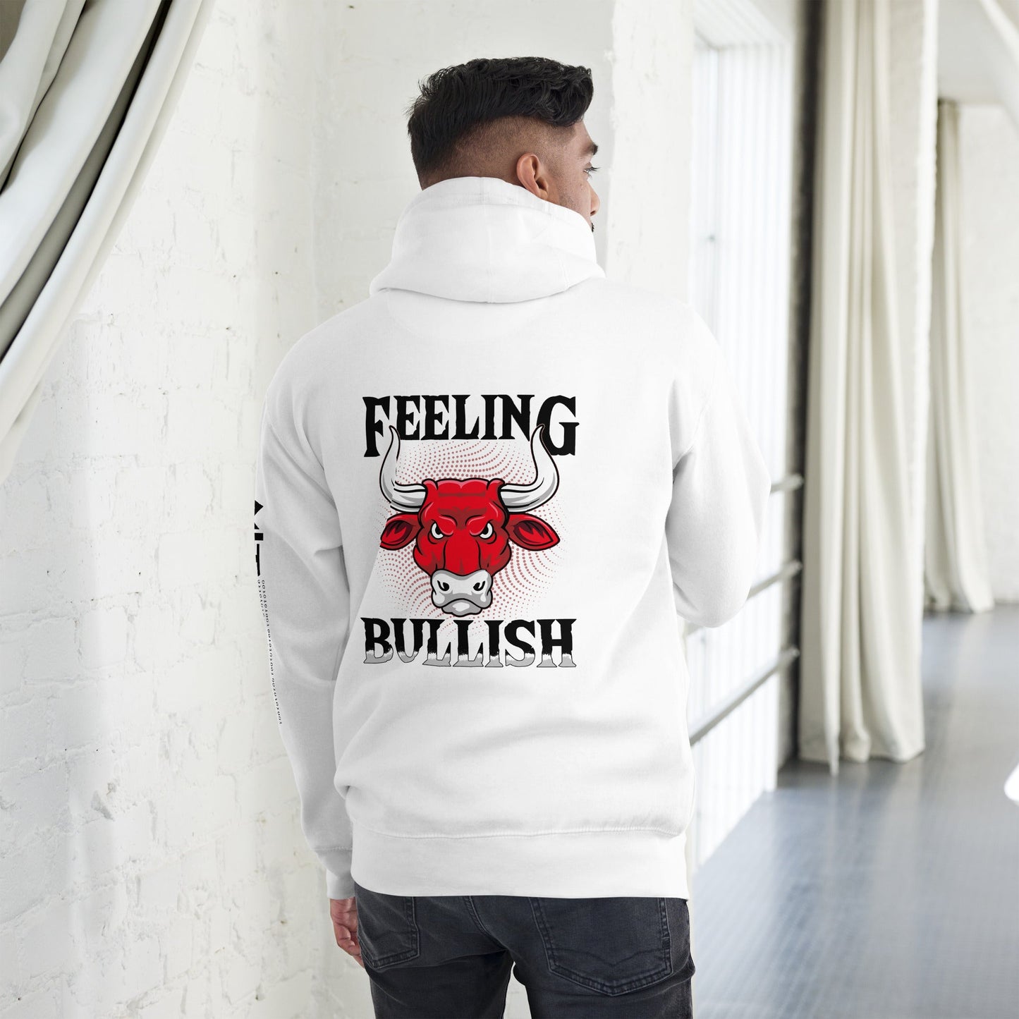 Feeling Bullish in Dark Text - Unisex Hoodie ( Back Print ) by DarkByteGear