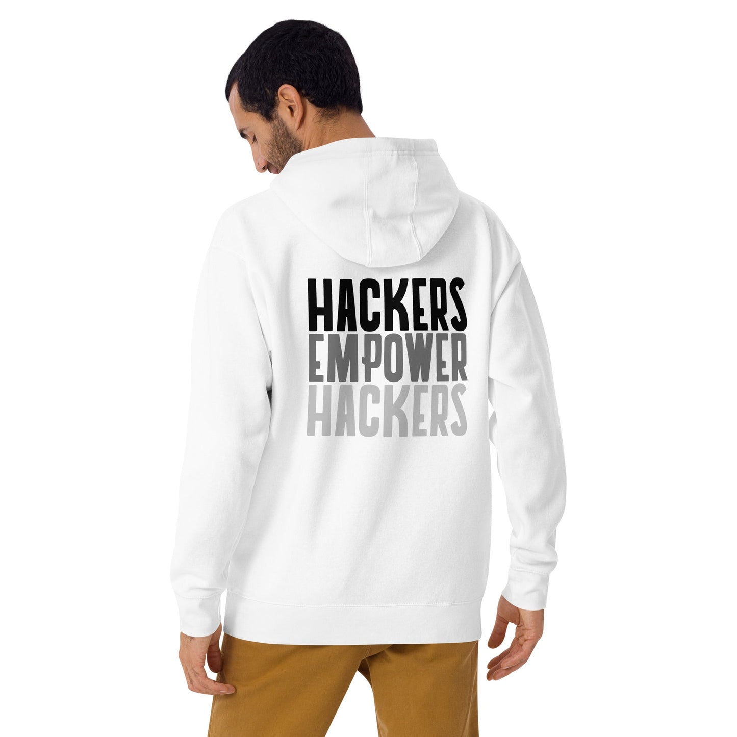 Hackers Empower Hackers - Unisex Hoodie ( Back Print ) by DarkByteGear