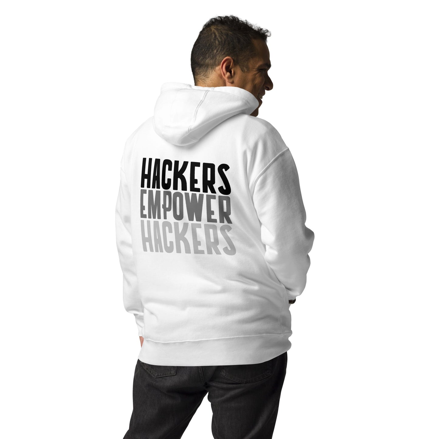 Hackers Empower Hackers - Unisex Hoodie ( Back Print ) by DarkByteGear